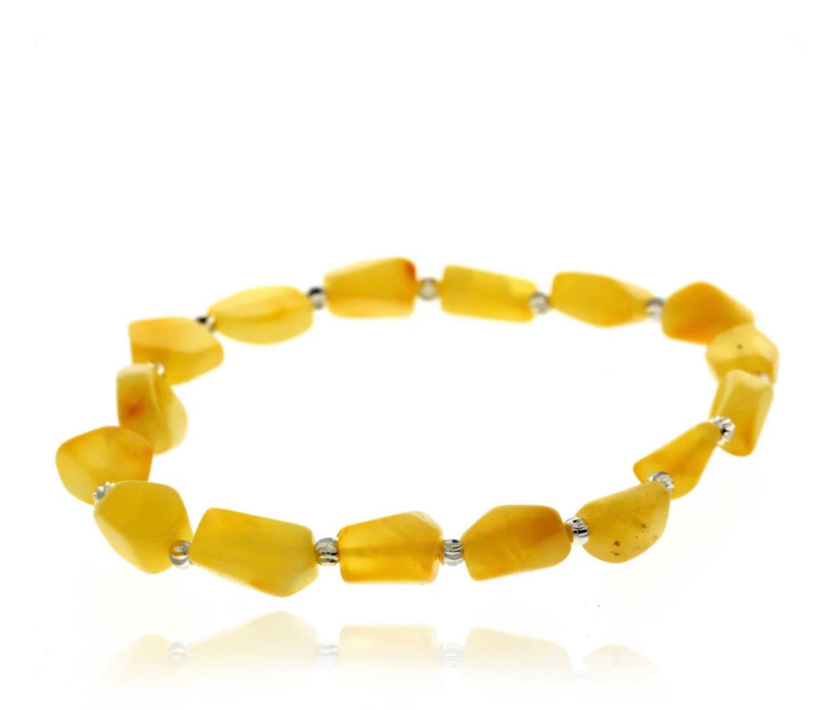 Genuine Baltic Amber Faceted Elasticated Bracelet image 0
