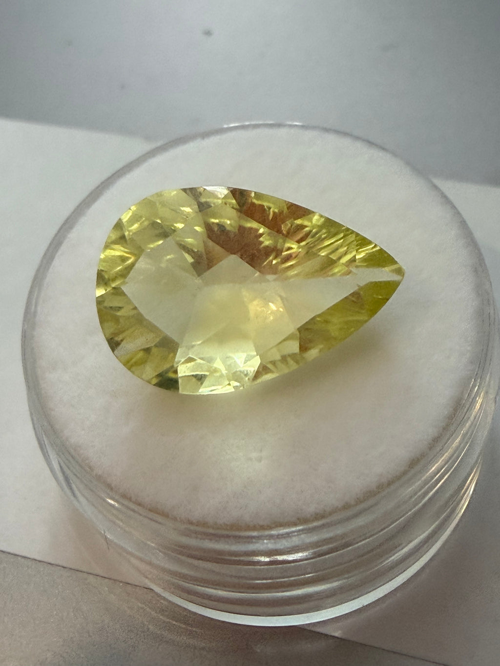 Citrine Lemon Pear Concave Cut Checkerboard Top 16.8 × 11.1mm 6.06ct