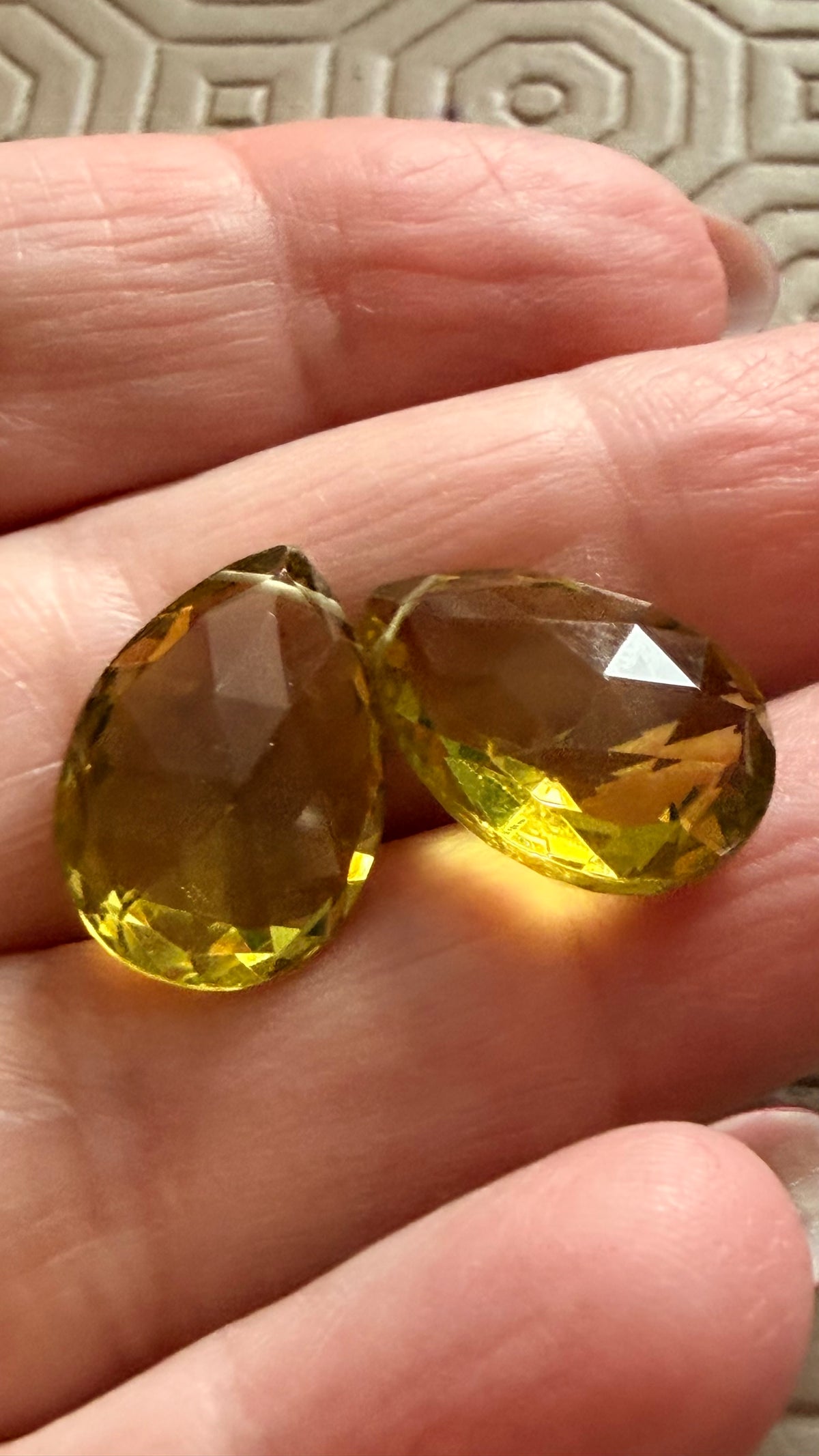 Citrine Briolette Pair 18mm × 13mm × 8mm 23.71cts Total