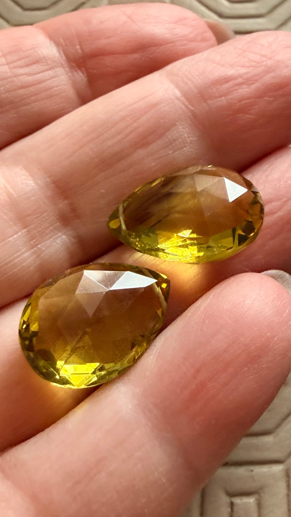Citrine Briolette Pair 18mm × 13mm × 8mm 23.71cts Total