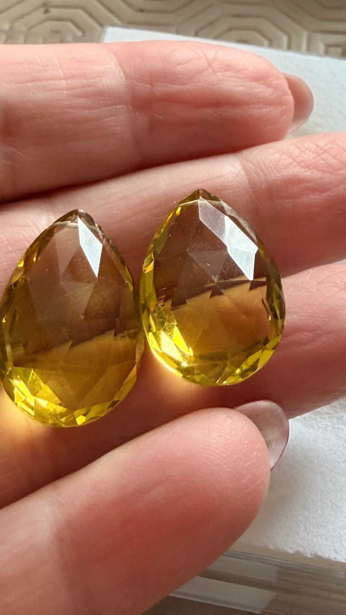 Citrine Briolette Pair 23mm × 16mm 43.74cts Total