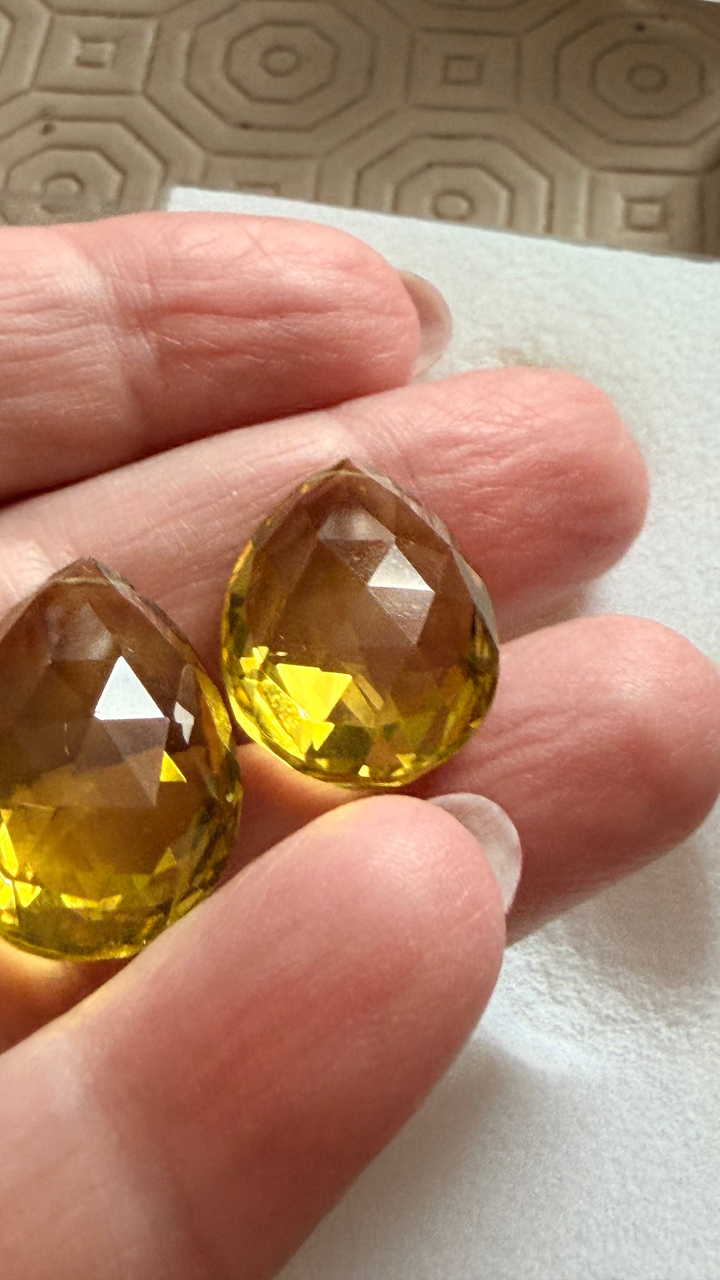 Citrine Briolette Pair 23mm × 16mm 43.74cts Total