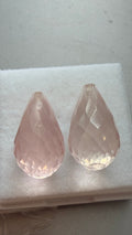Rose Quartz Briollette Pair 16mm × 9mm 15.45cts Total