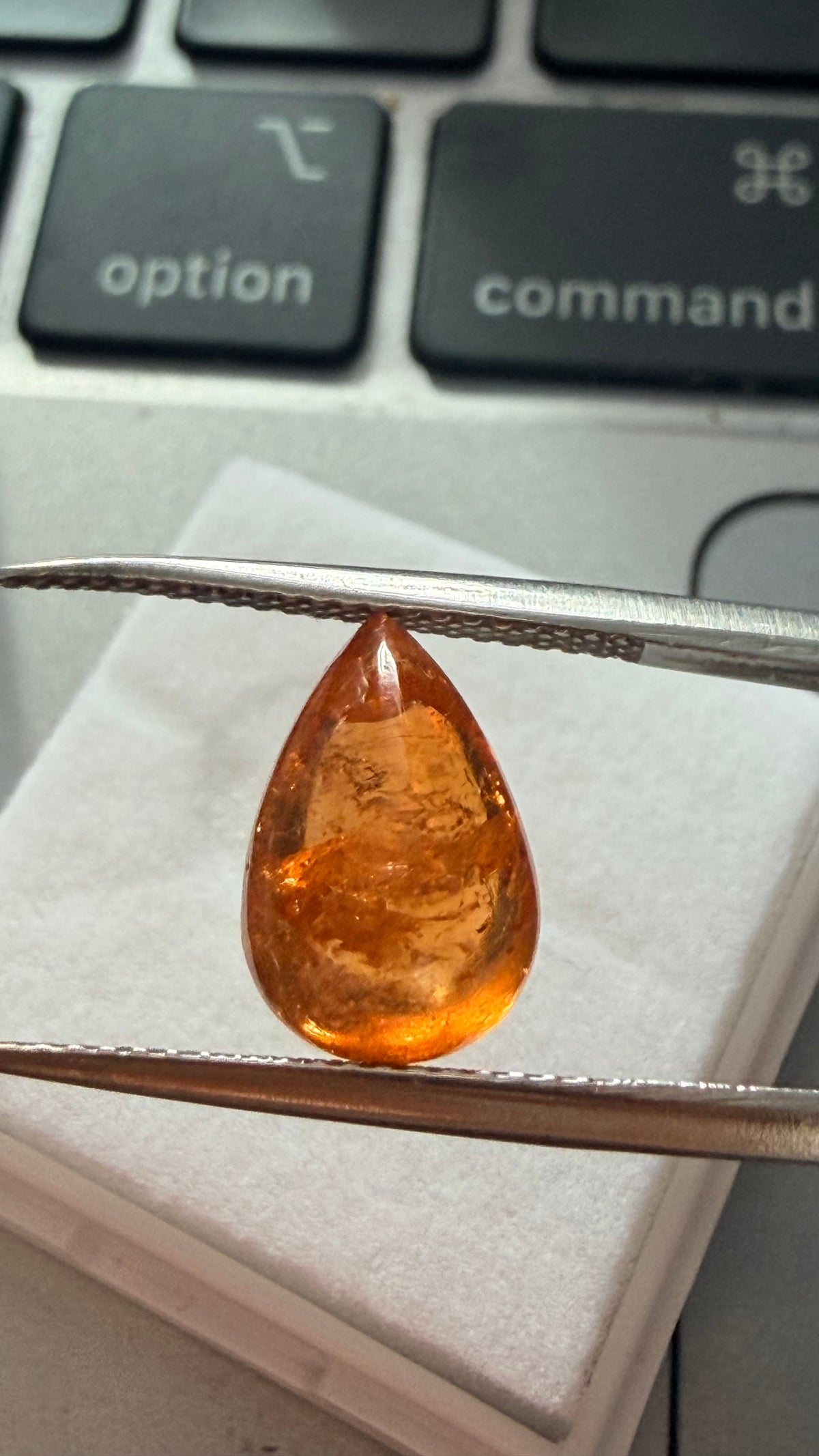 Mandarin Garnet Pear Cabochon 12.1mm × 8mm 5.51cts