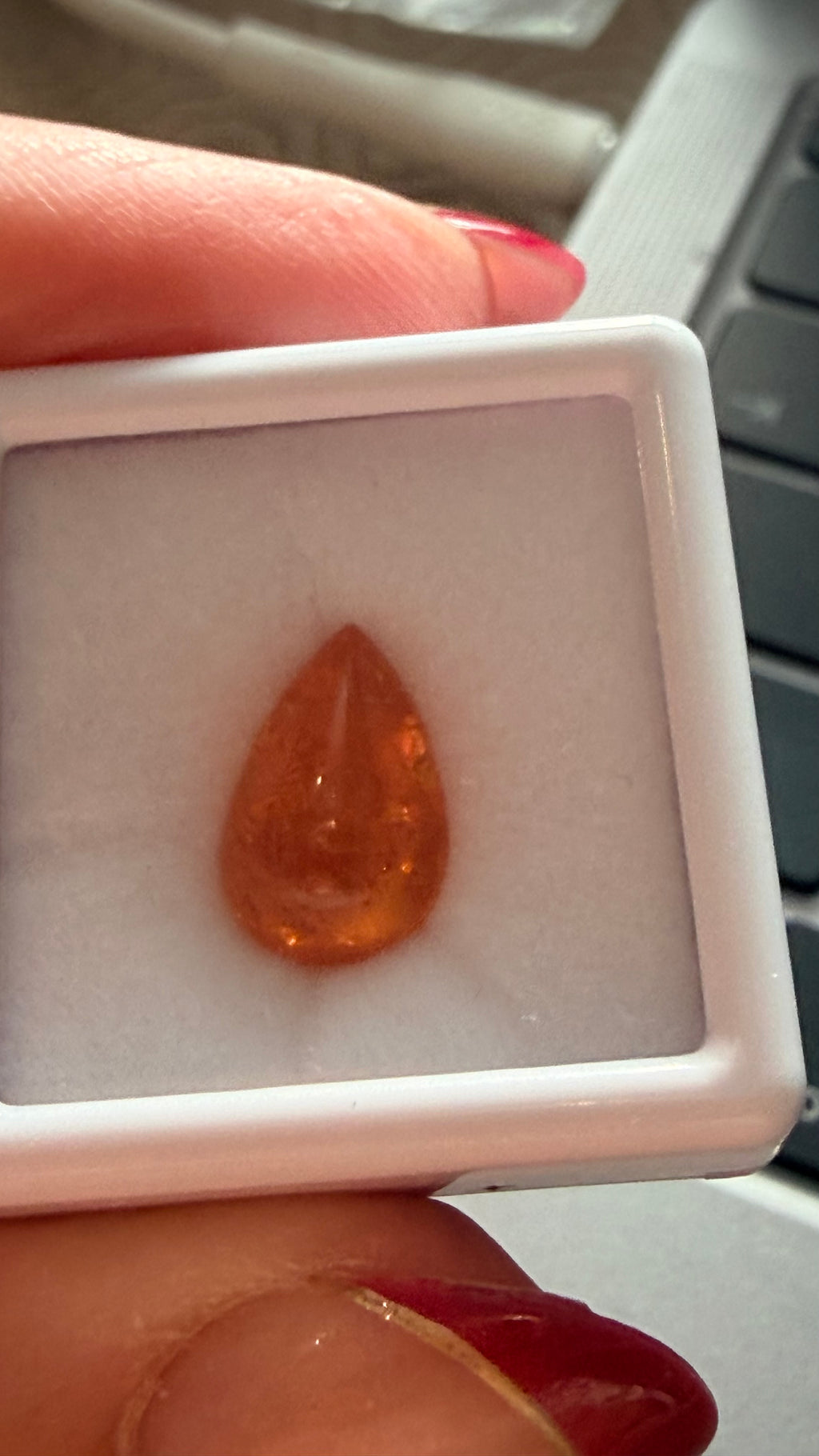 Mandarin Garnet Pear Cabochon 12.1mm × 8mm 5.51cts