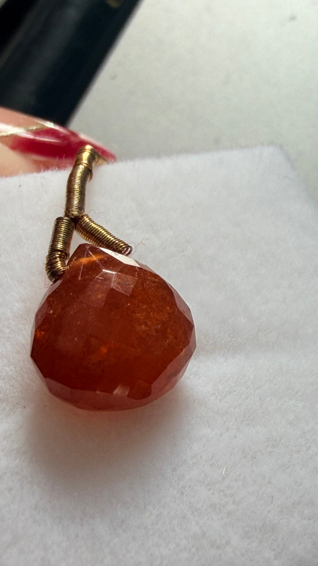 Mandarin Garnet Briolette Drop 8.5mm × 8.3mm × 5mm 3.58cts