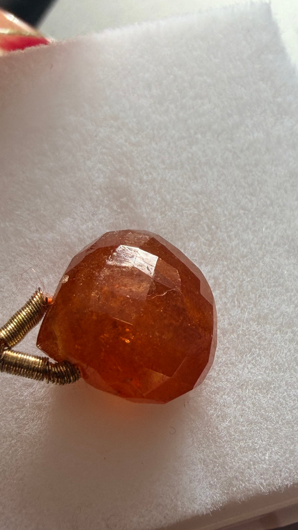 Mandarin Garnet Briolette Drop 8.5mm × 8.3mm × 5mm 3.58cts