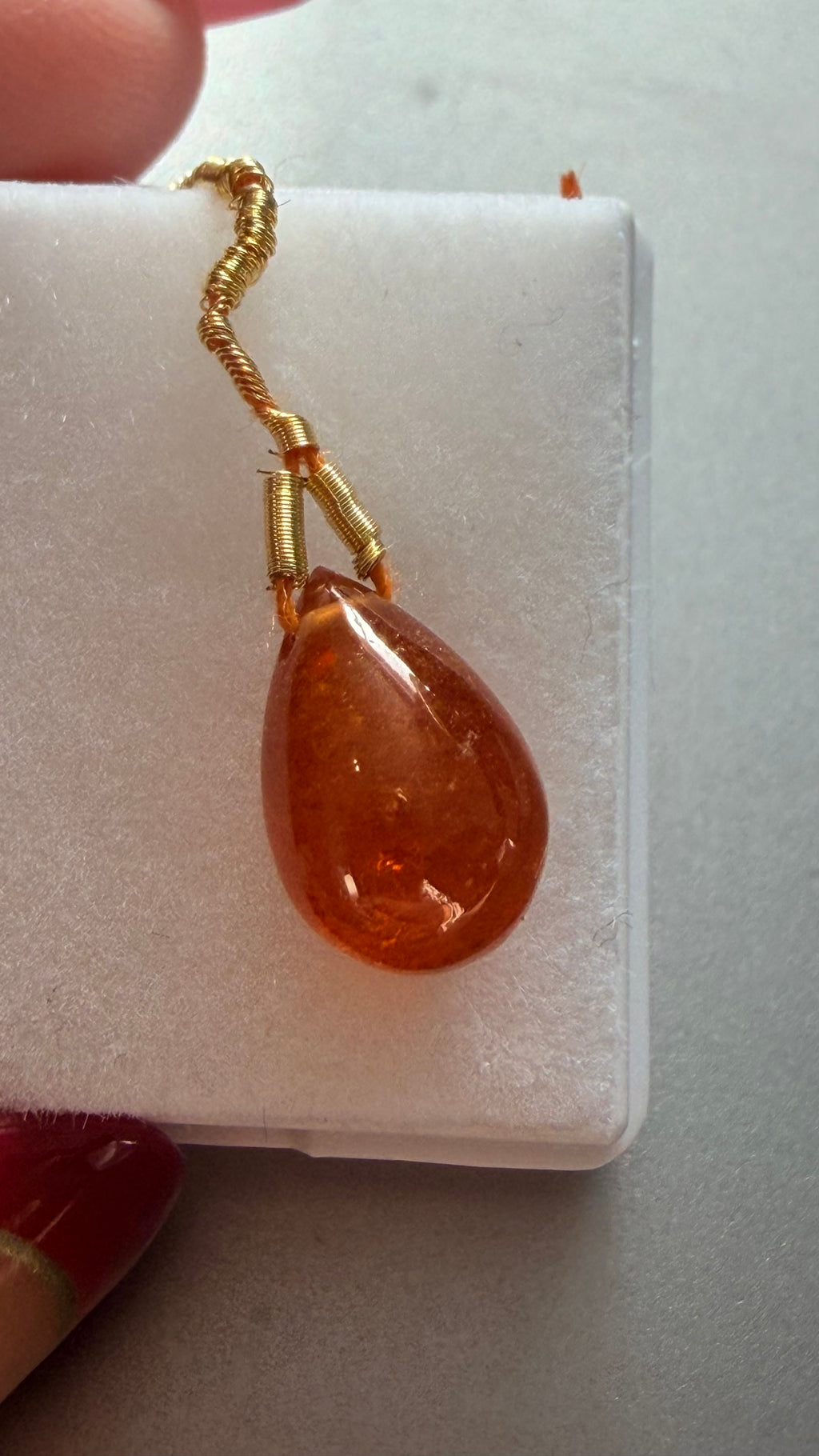 Mandarin Garnet Drop Cabochon 10.6mm × 7.2mm 5.25cts