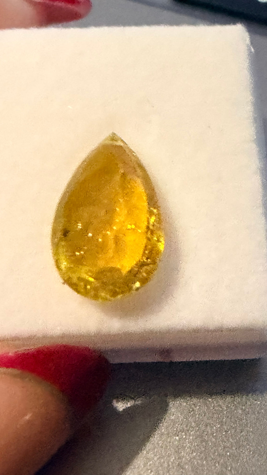 Tourmaline Yellow Briolette Drop, Cross-Drilled 14mm × 8.5mm 4cts