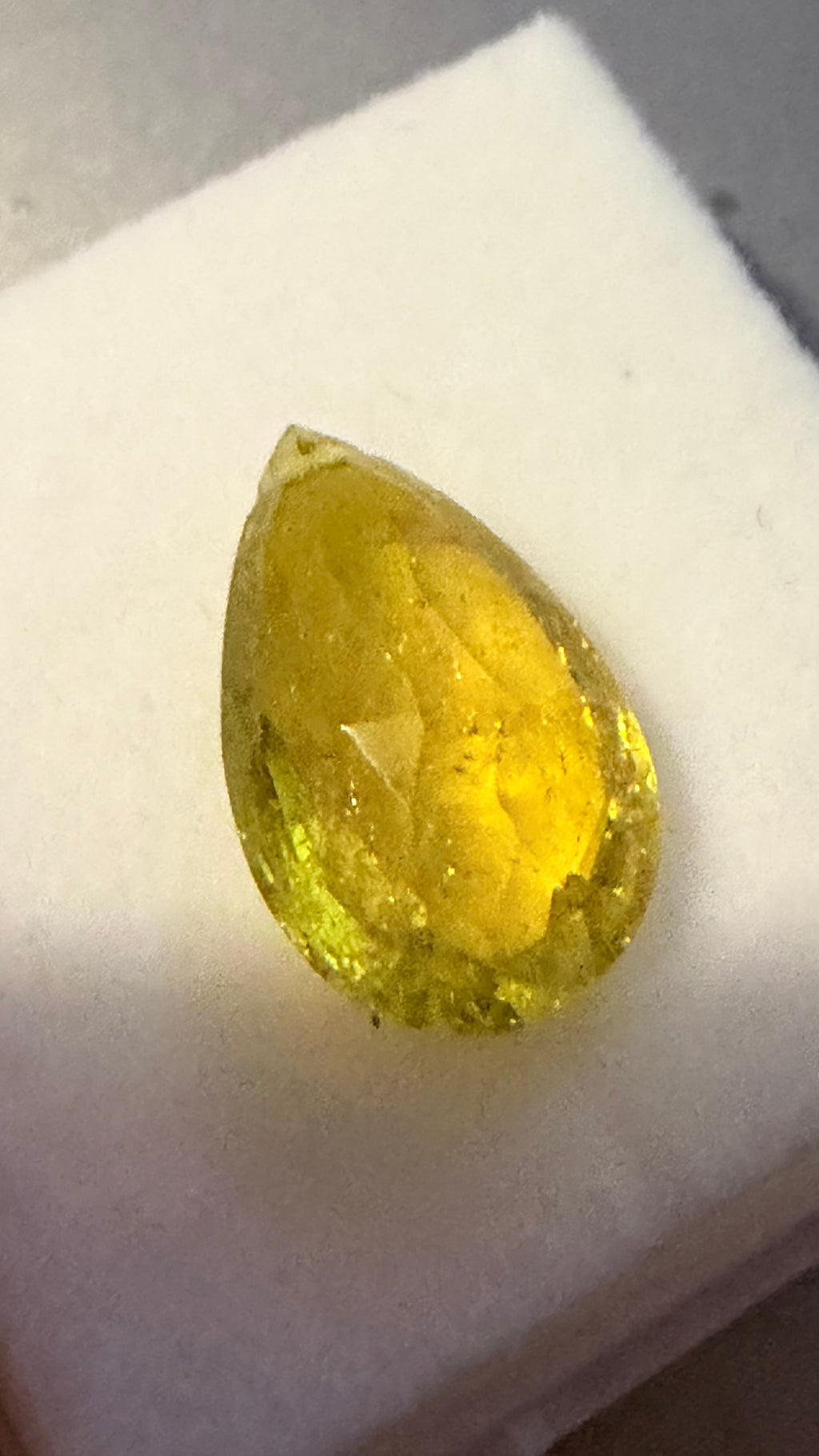 Tourmaline Yellow Briolette Drop, Cross-Drilled 14mm × 8.5mm 4cts