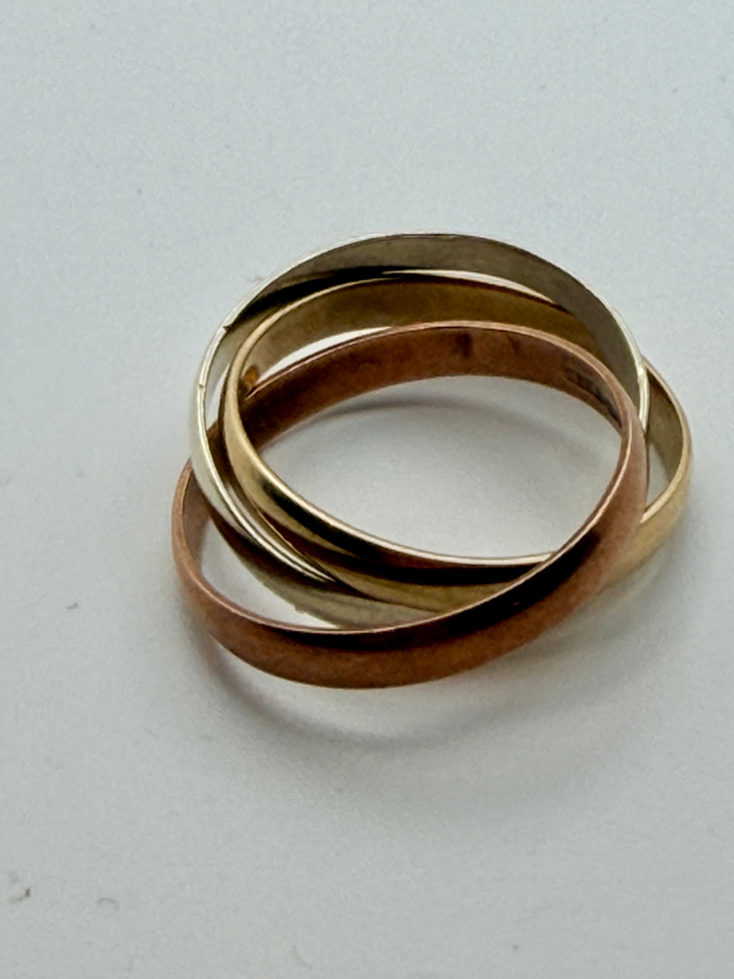 Triple gold ring Russian Styles 9ct Size O