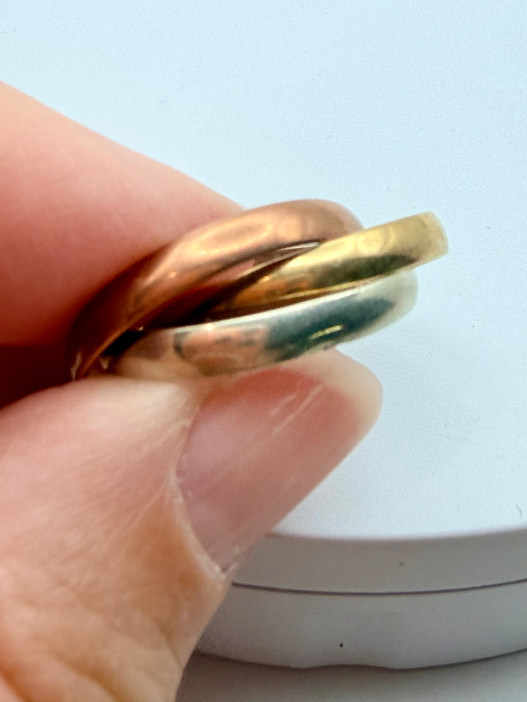 Triple gold ring Russian Styles 9ct Size O