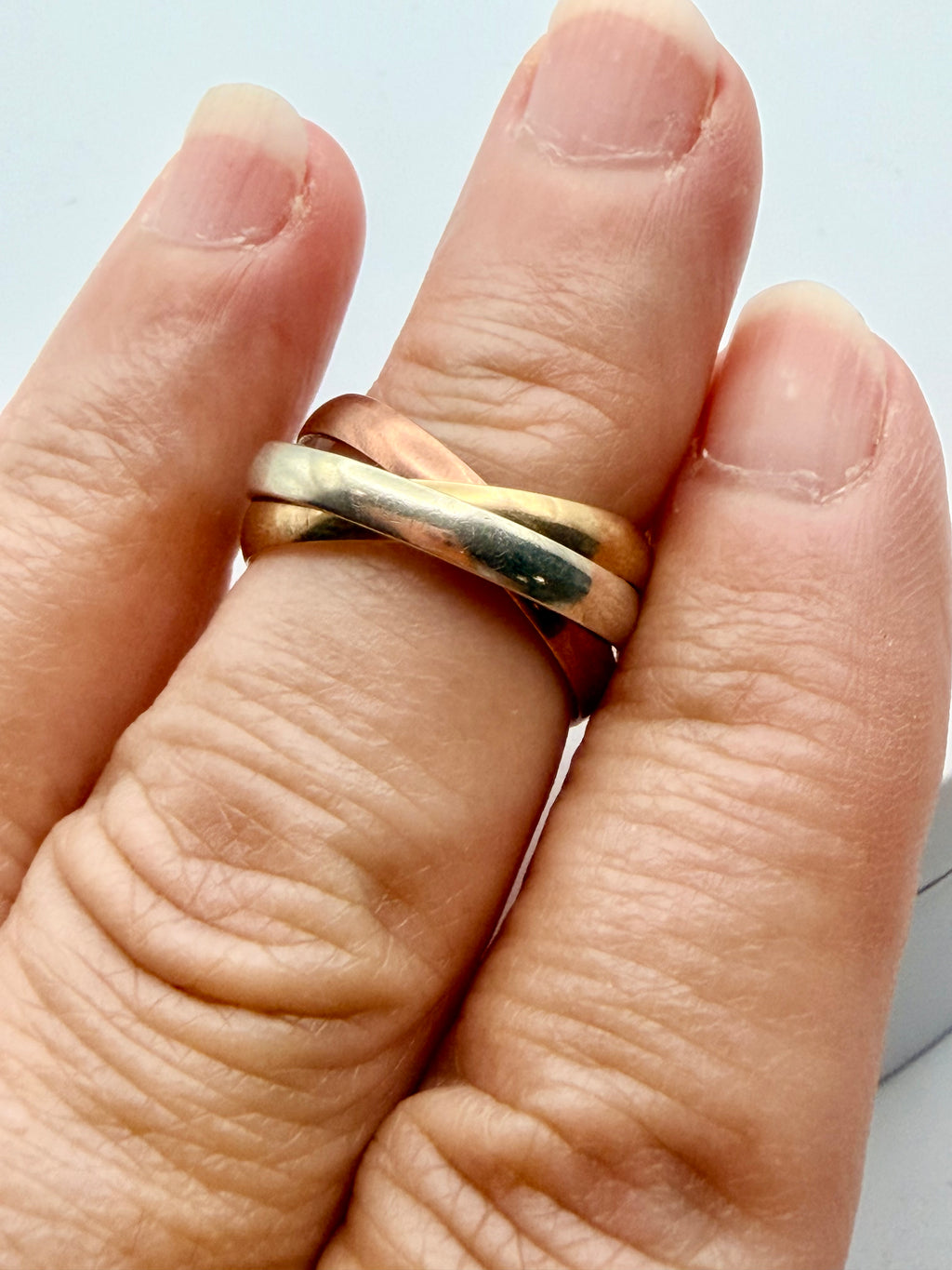 Triple gold ring Russian Styles 9ct Size O
