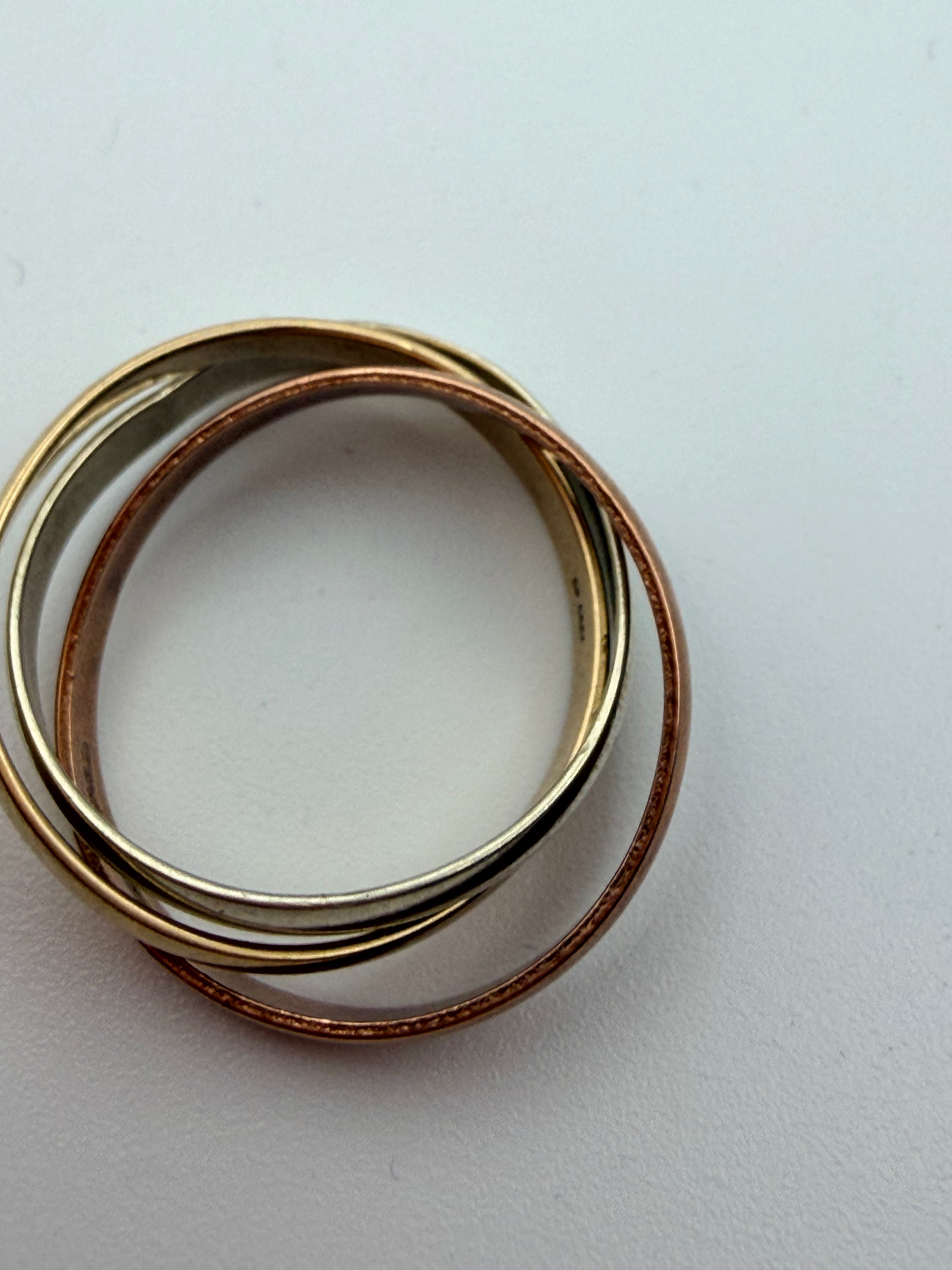 Triple gold ring Russian Styles 9ct Size O