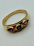 Sapphire and Ruby 9ct gold Ring Size R
