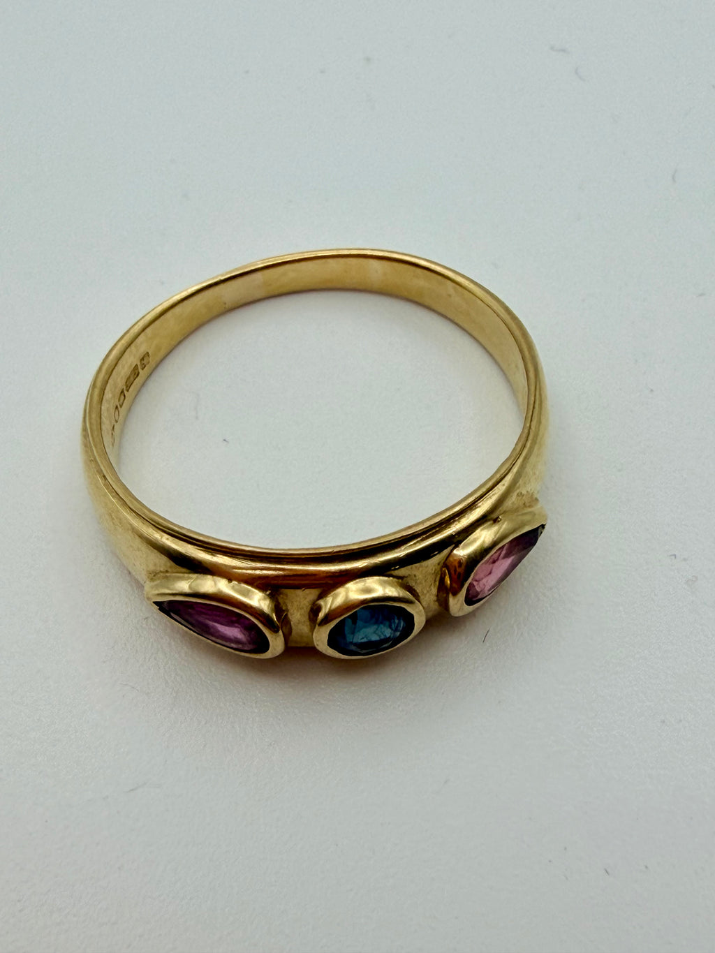 Sapphire and Ruby 9ct gold Ring Size R