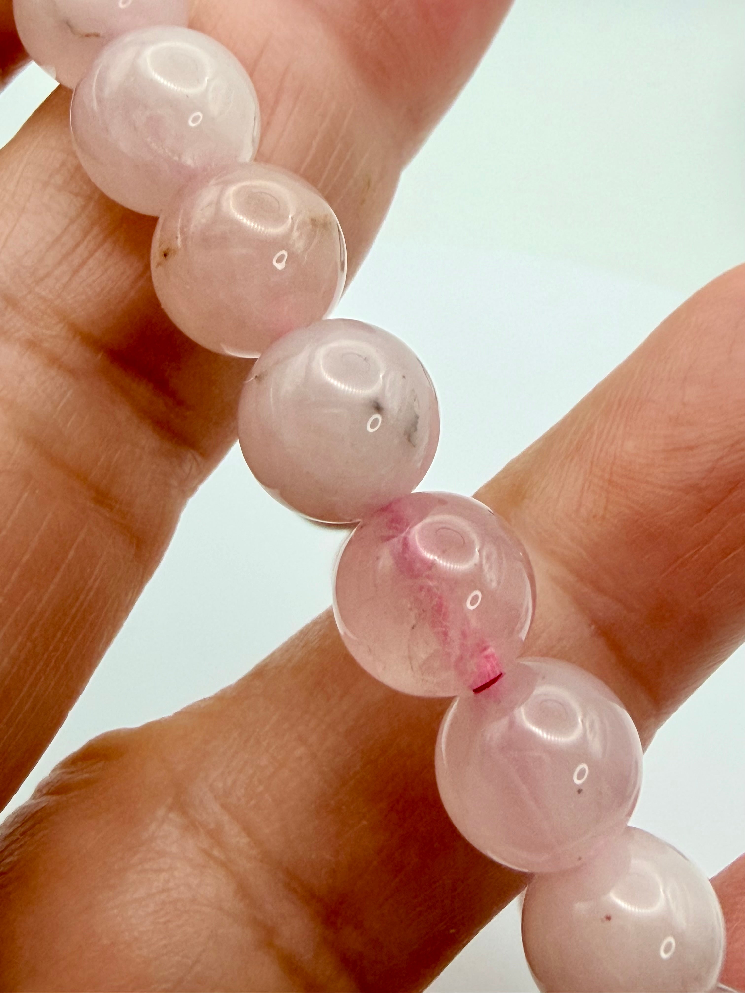 Rose Quartz beaded bracelet  8.5mm beaded in soft pinks