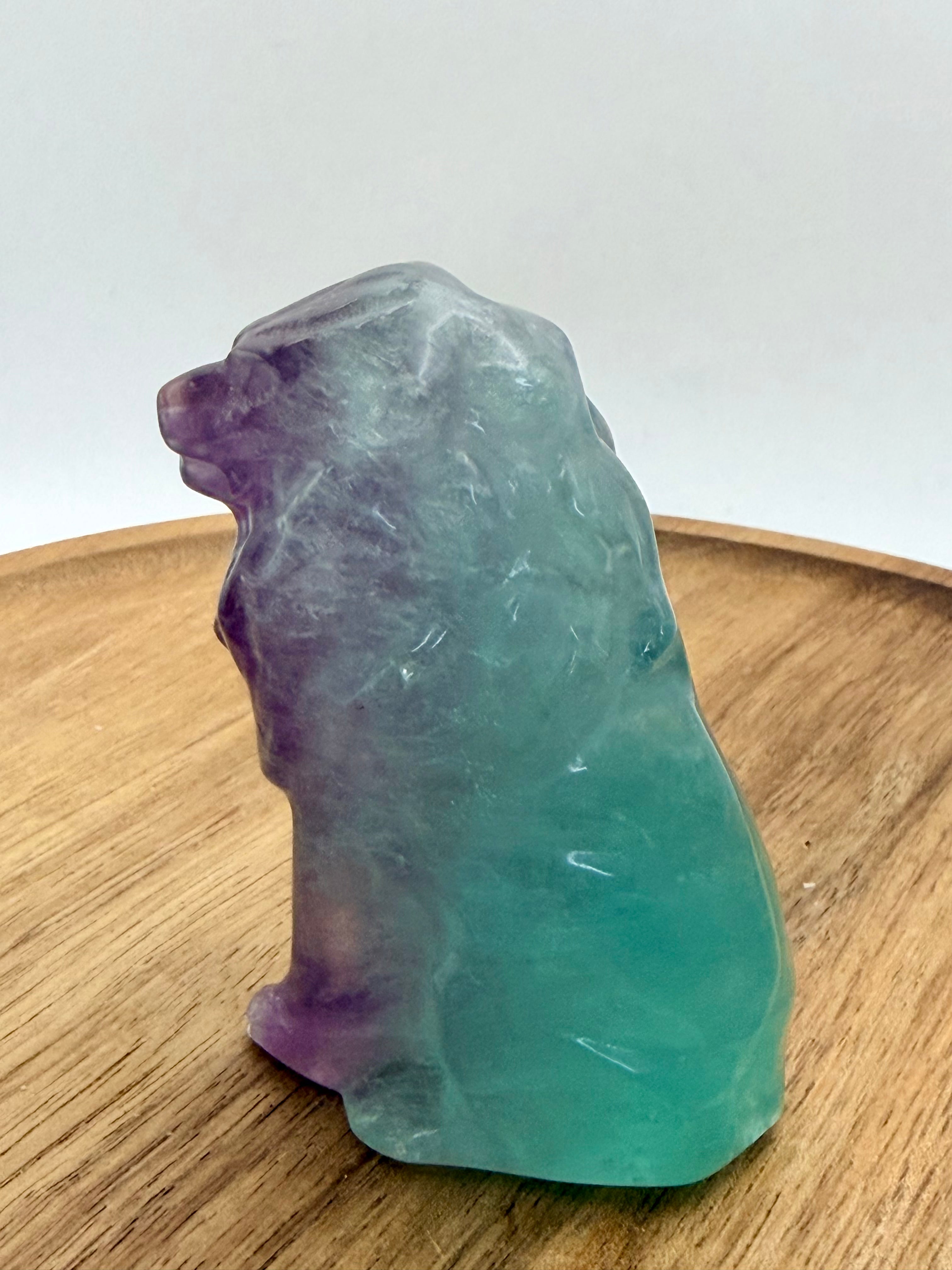 Natural Fluorite Carved Lion | 8cm | Colour Banded Specimen