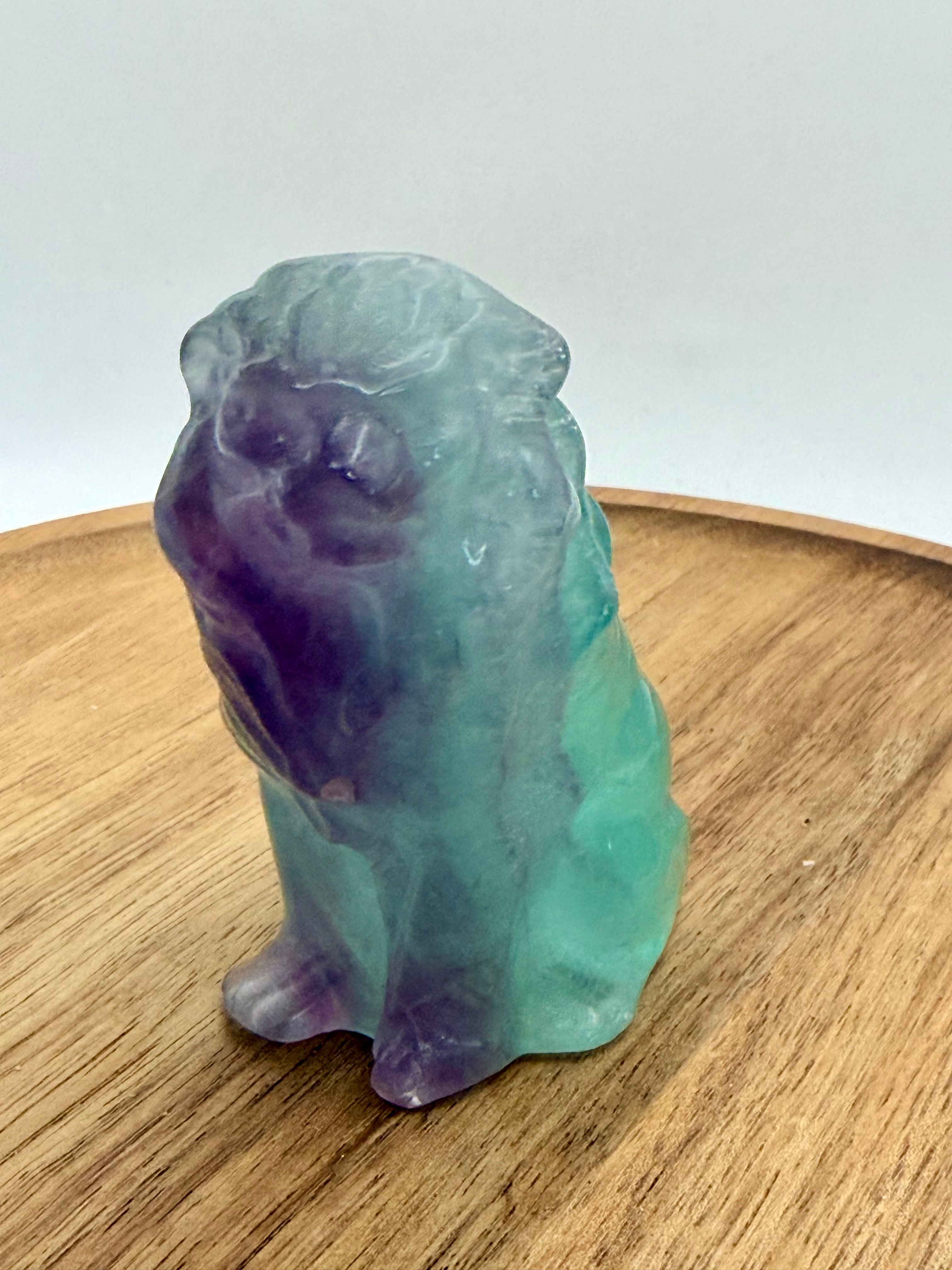 Natural Fluorite Carved Lion | 8cm | Colour Banded Specimen