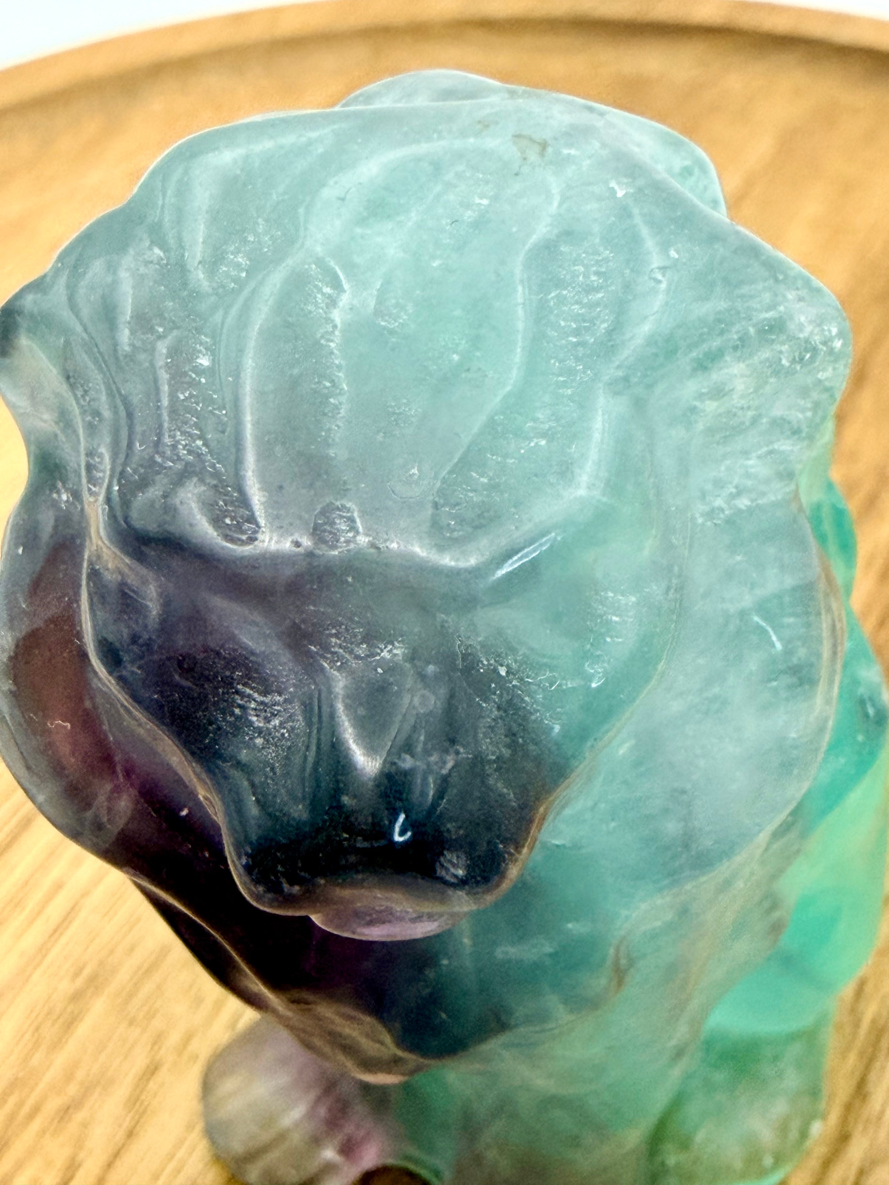 Natural Fluorite Carved Lion | 8cm | Colour Banded Specimen