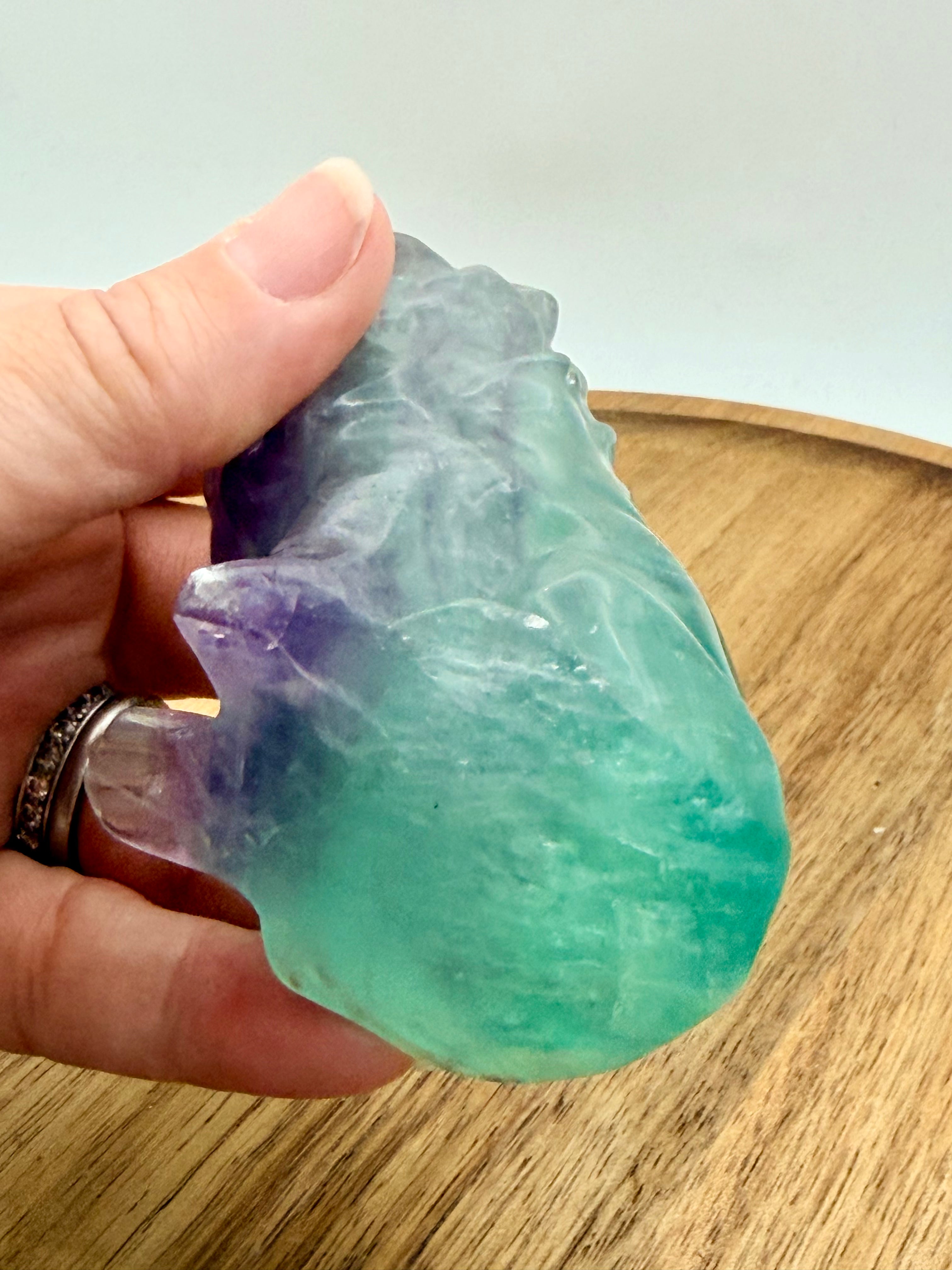 Natural Fluorite Carved Lion | 8cm | Colour Banded Specimen