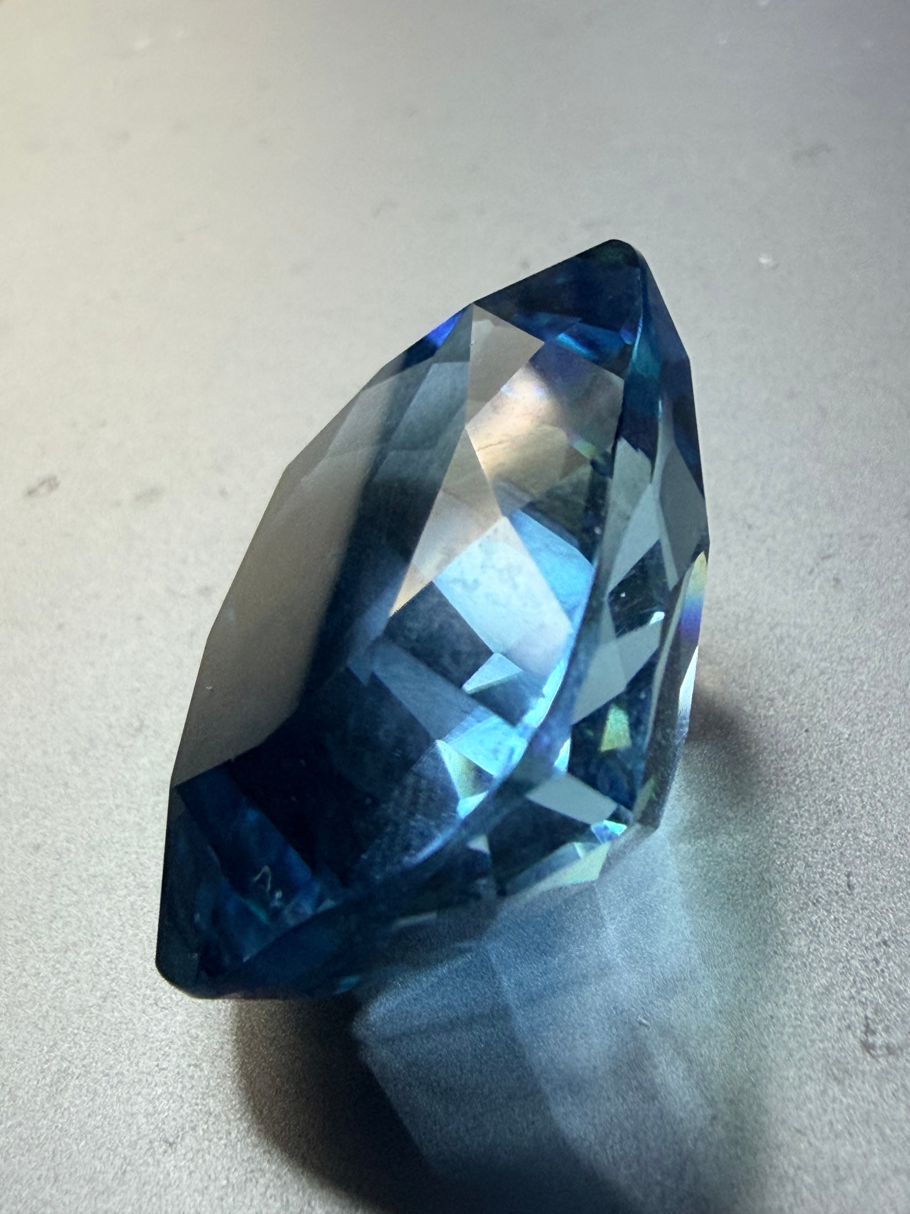 Natural Swiss Blue Topaz Oval 24mm x 21mm 63.48cts – Exceptional Size