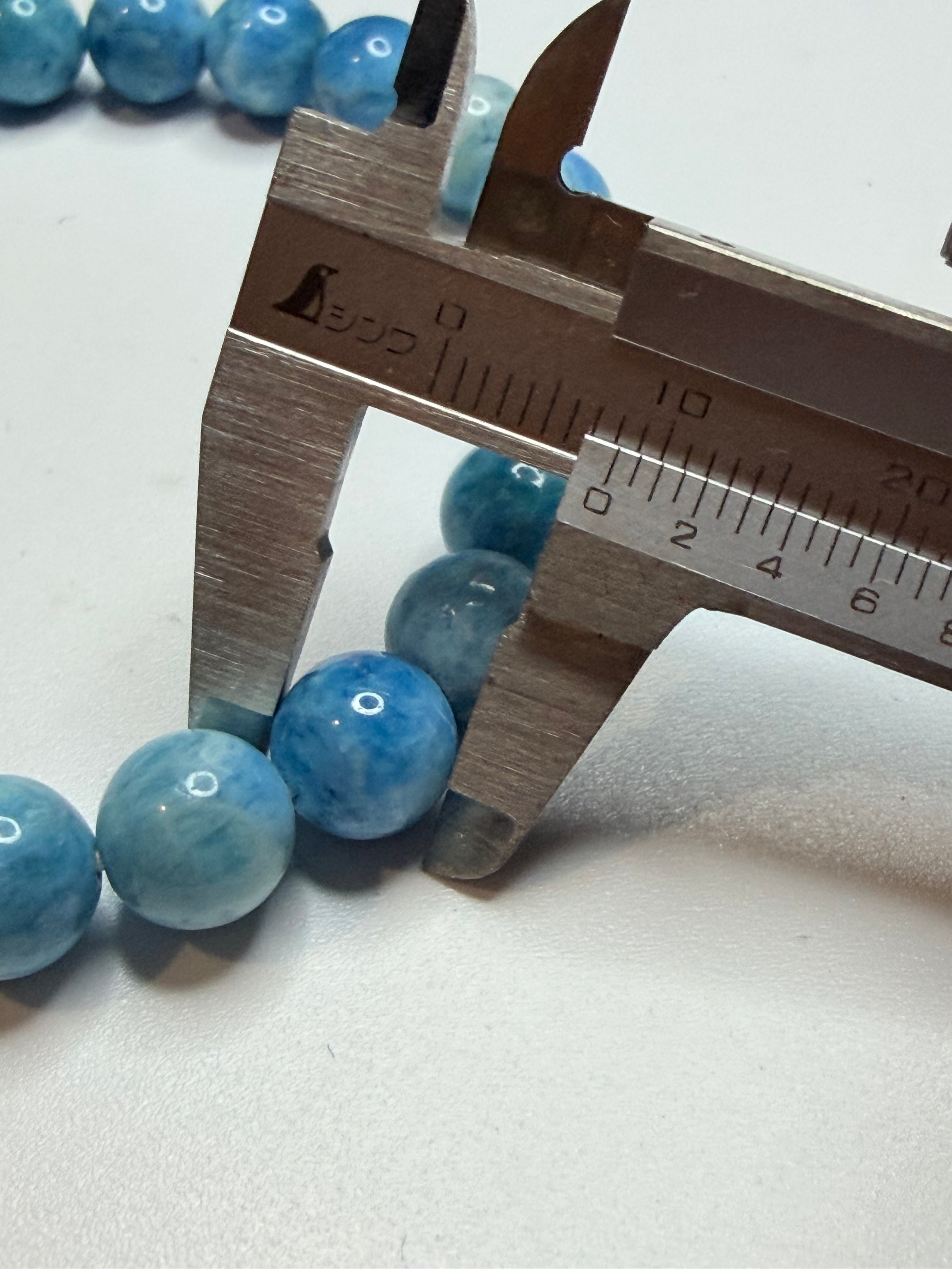 Sky Blue Larimar Beaded Bracelet | 8mm Beads