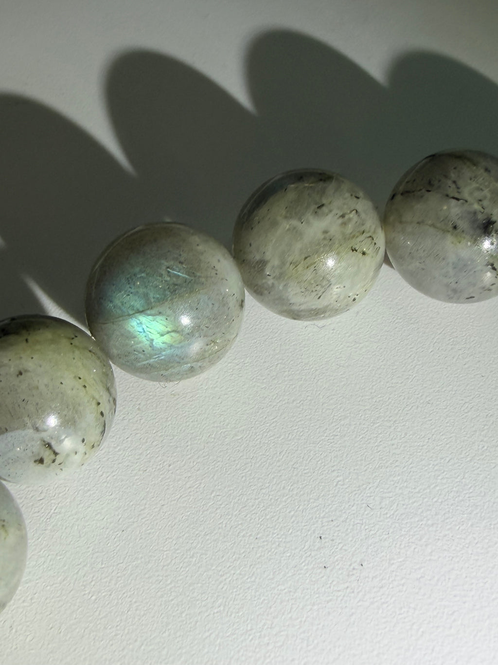 Labradorite Beaded Bracelet | 12.5mm Beads | Golden Flash