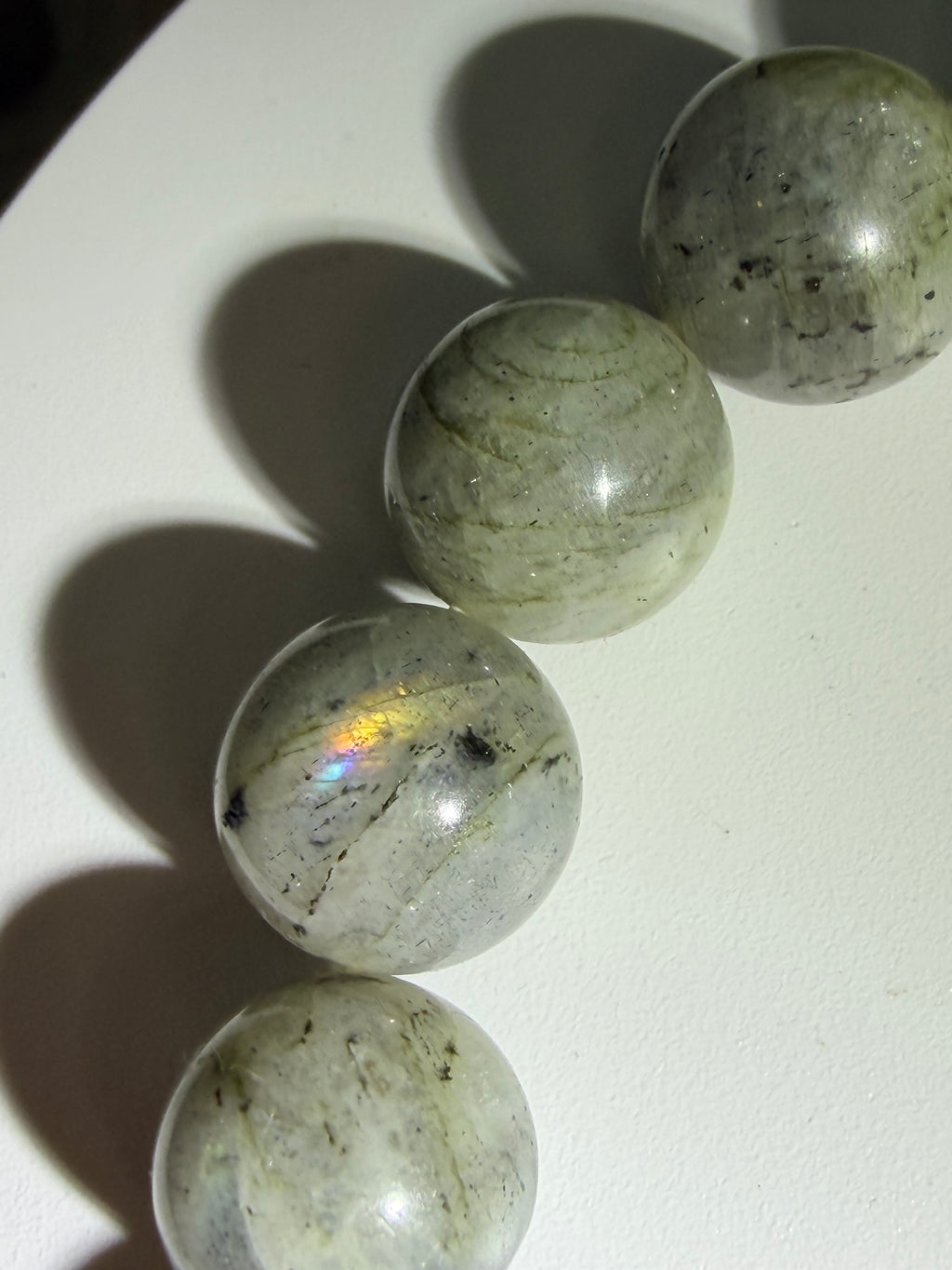 Labradorite Beaded Bracelet | 12.5mm Beads | Golden Flash