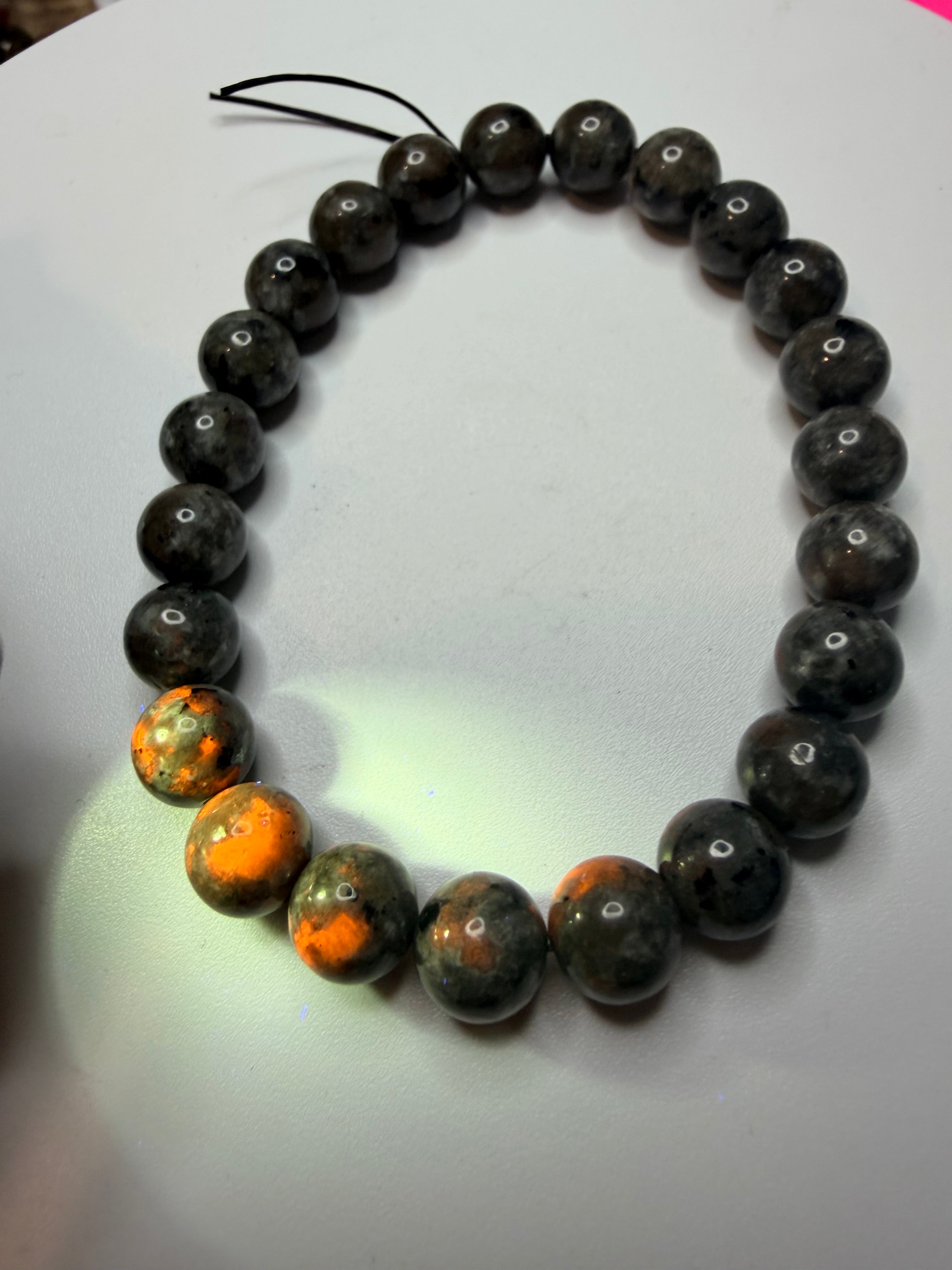 Yooperlite Beaded Bracelet | 8mm Beads | UV Reactive