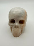 Large Banded Calcite Skull | Striking Natural Stone Carving | Statement Collector's Piece