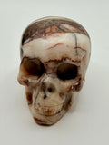 Chocolate Banded Calcite Skull | Rich Natural Stone Carving | Unique Collector's Piece