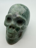 Large Green Stone Carved Skull | 8cm Gemstone Sculpture | Unique Collector's Piece