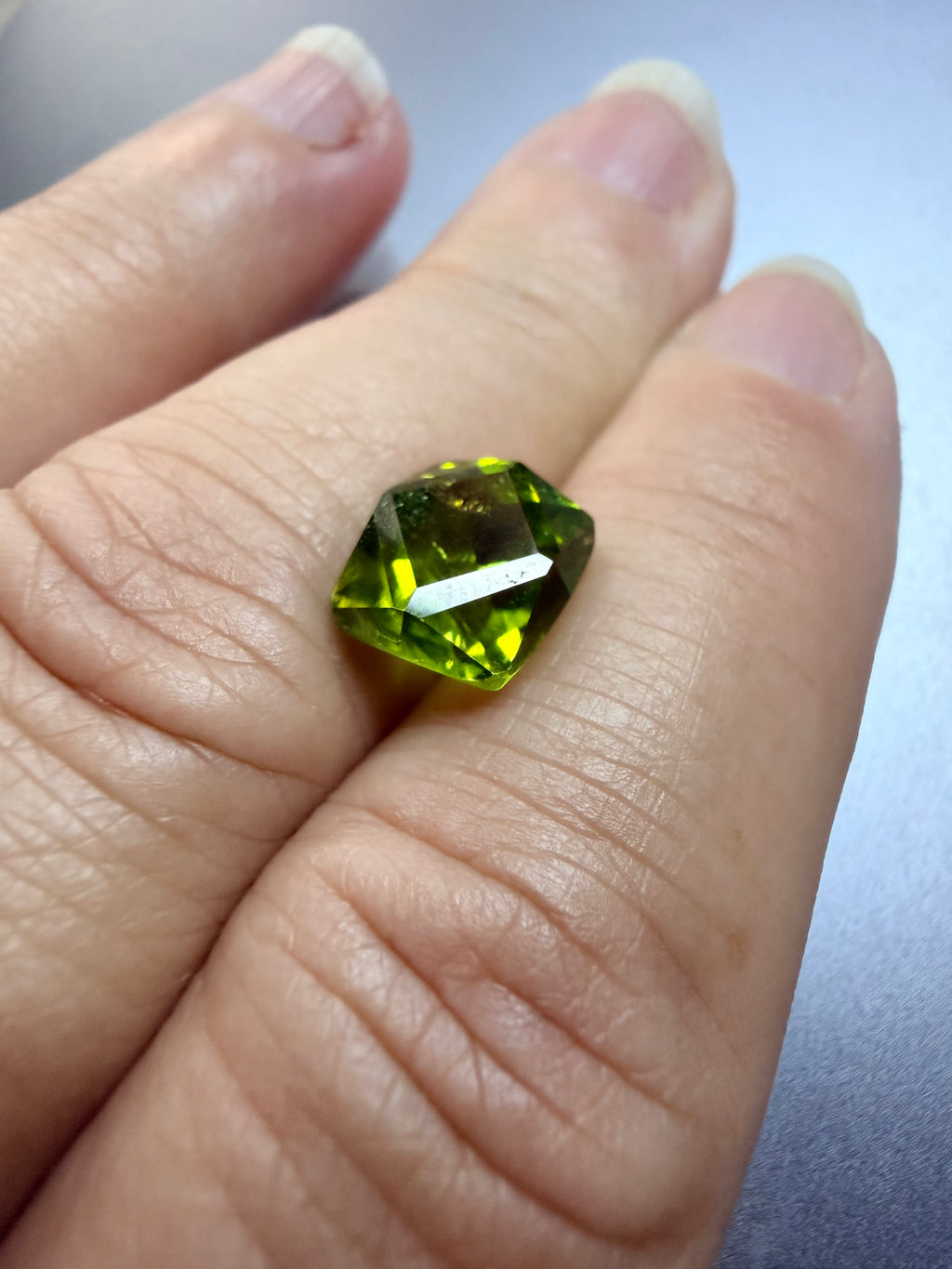 Natural Peridot French Cut | 10.4 x 9mm Loose Gemstone | Vivid Green Faceted Stone