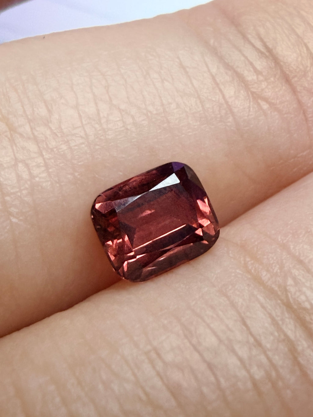 Natural Mahogany Rose Spinel Cushion Cut Loose Gemstone | 6.8x5.8mm | 1.48ct