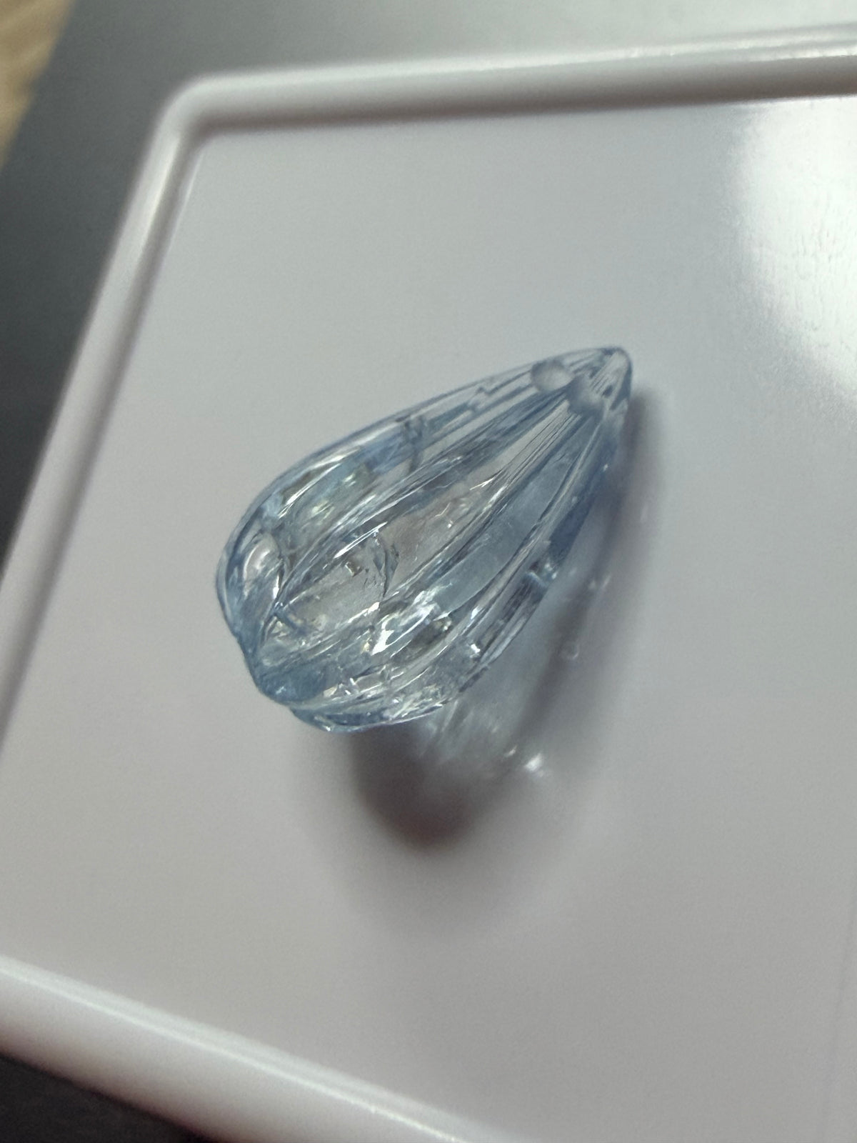 Natural Aquamarine 2.39ct – Fluted Drop – 11.5x6mm