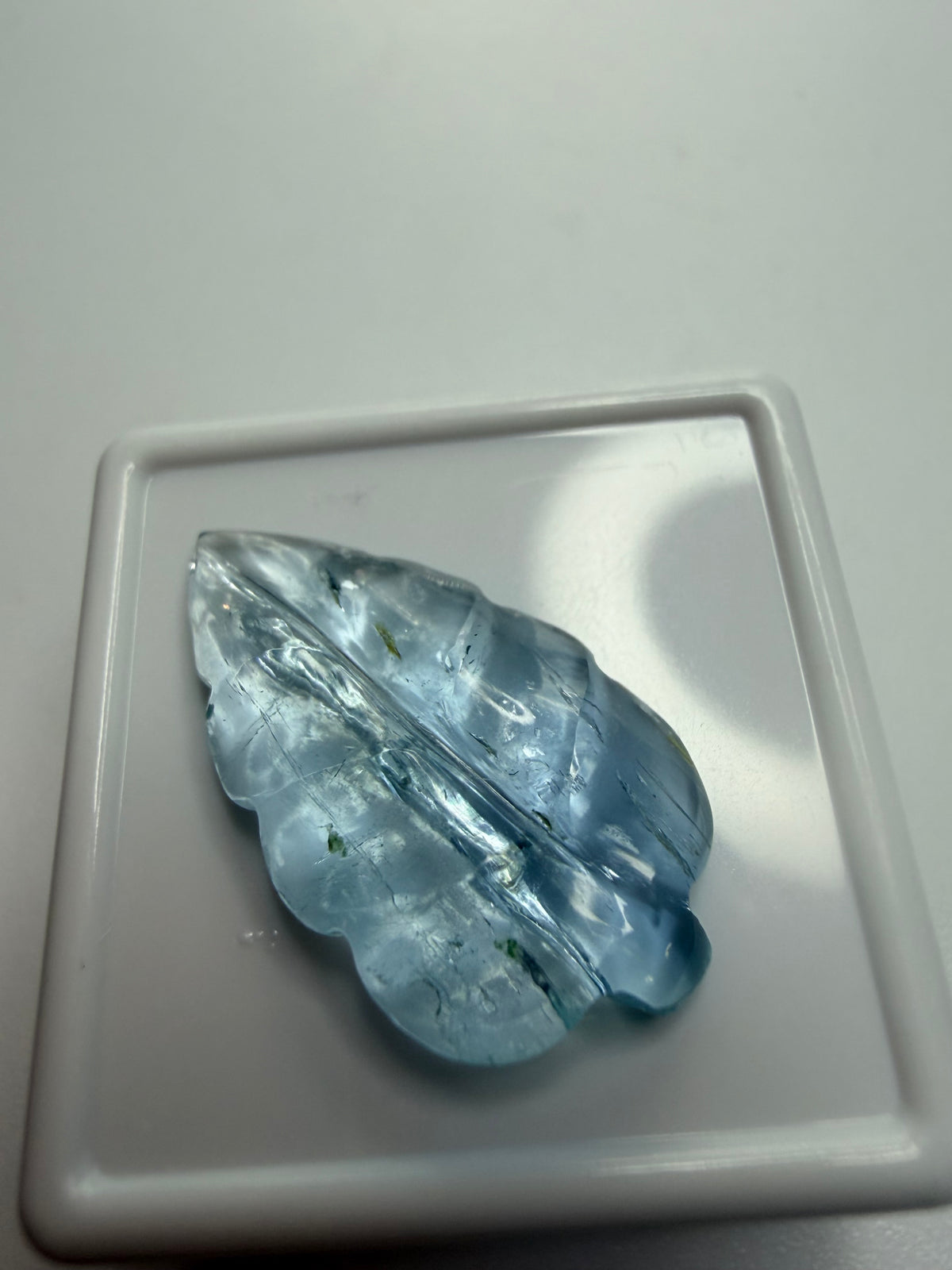 Natural Aquamarine Carved Leaf – 23x13mm – 6.78cts