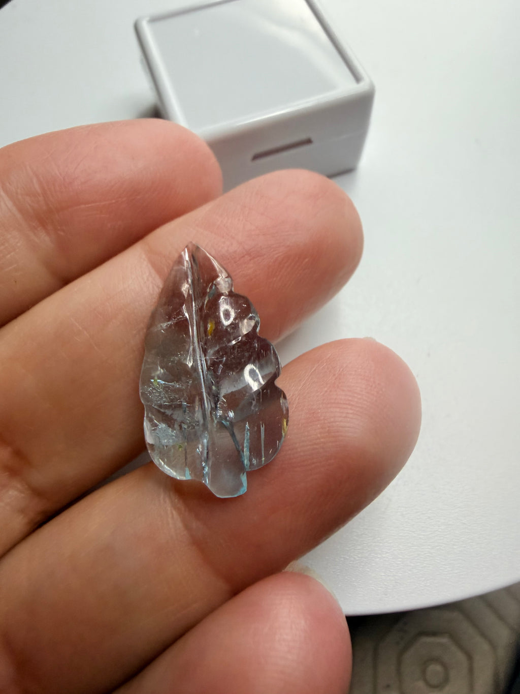 Natural Aquamarine Carved Leaf – 23x13mm – 6.78cts