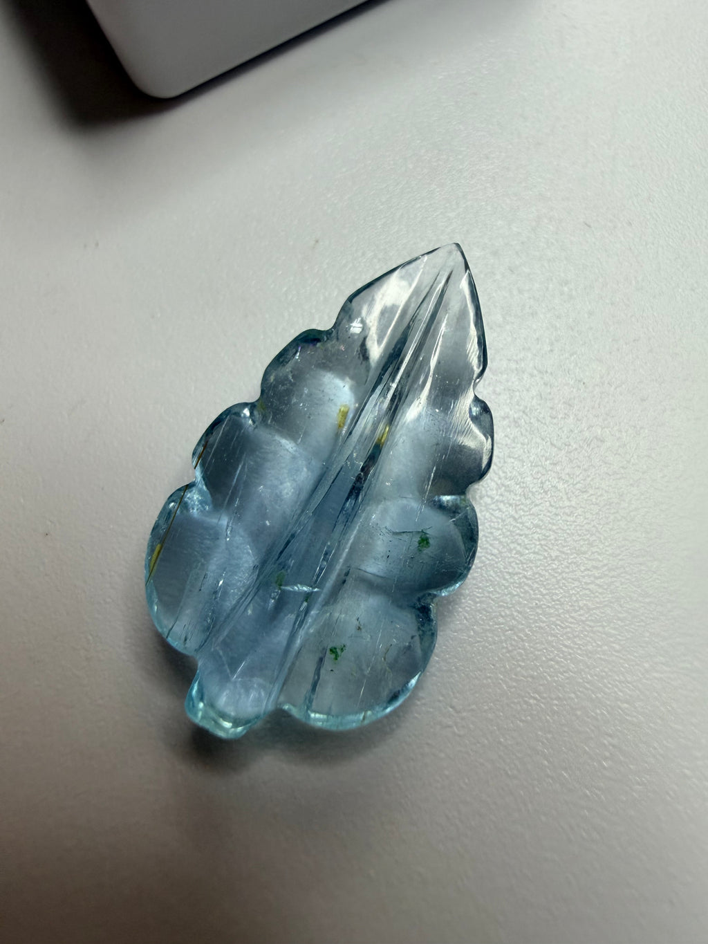 Natural Aquamarine Carved Leaf – 23x13mm – 6.78cts