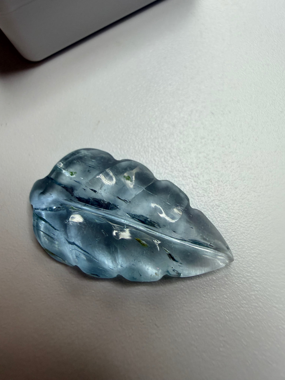 Natural Aquamarine Carved Leaf – 23x13mm – 6.78cts