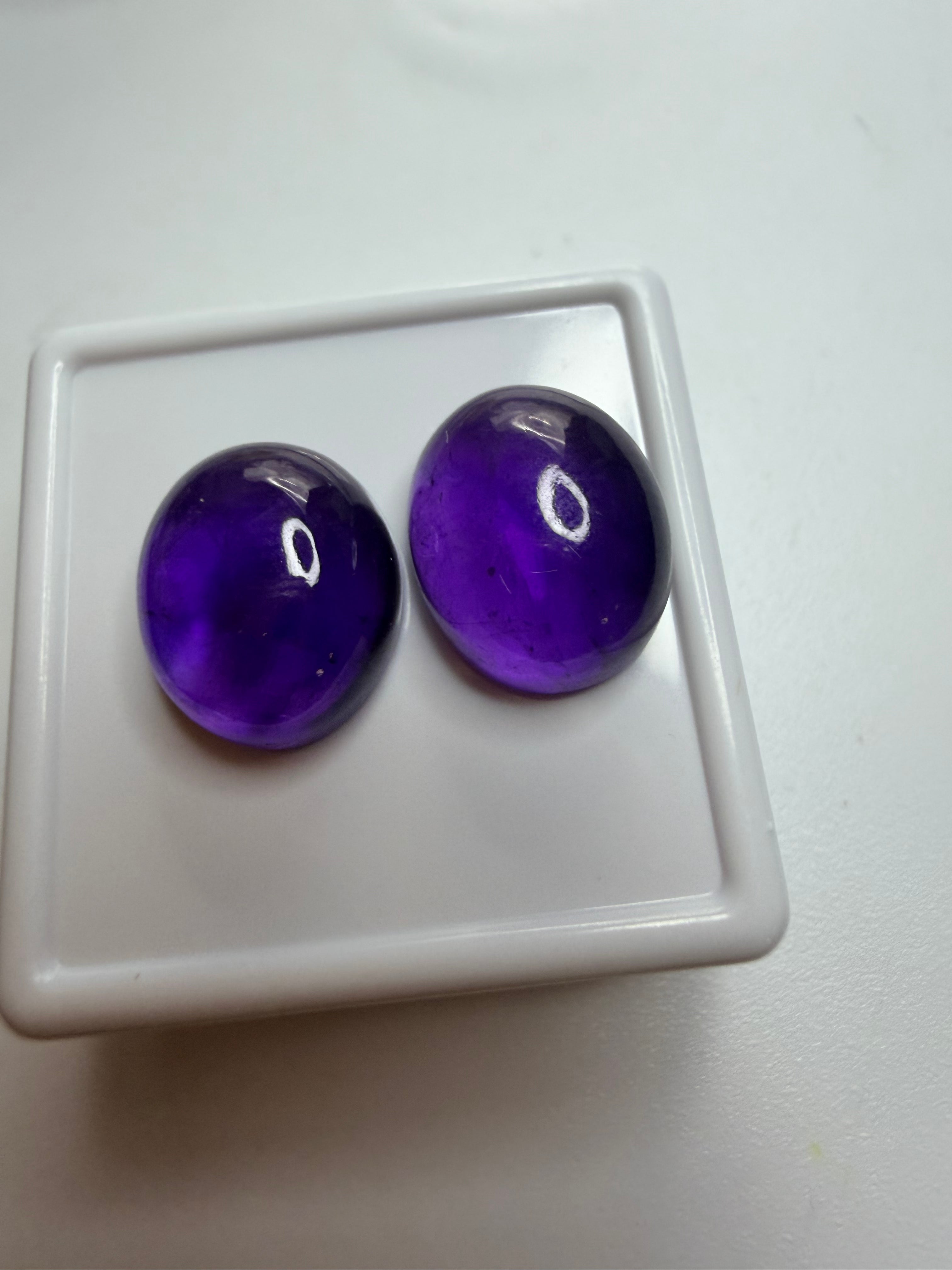 Natural Amethyst – Matched Cabochon Pair – 10x8mm – 11.29cts