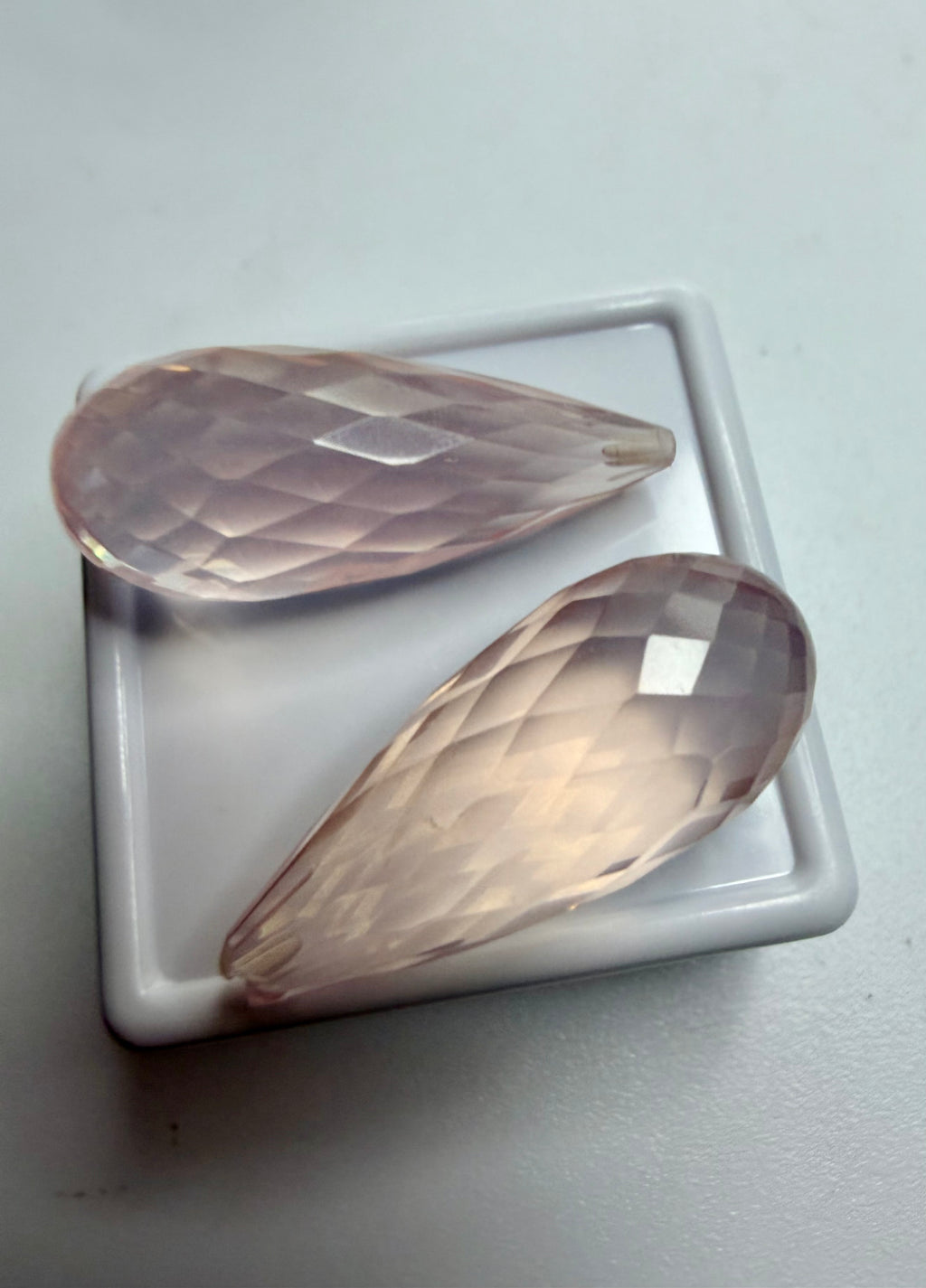 Natural Rose Quartz – Long Briolette Drops – 23x10mm