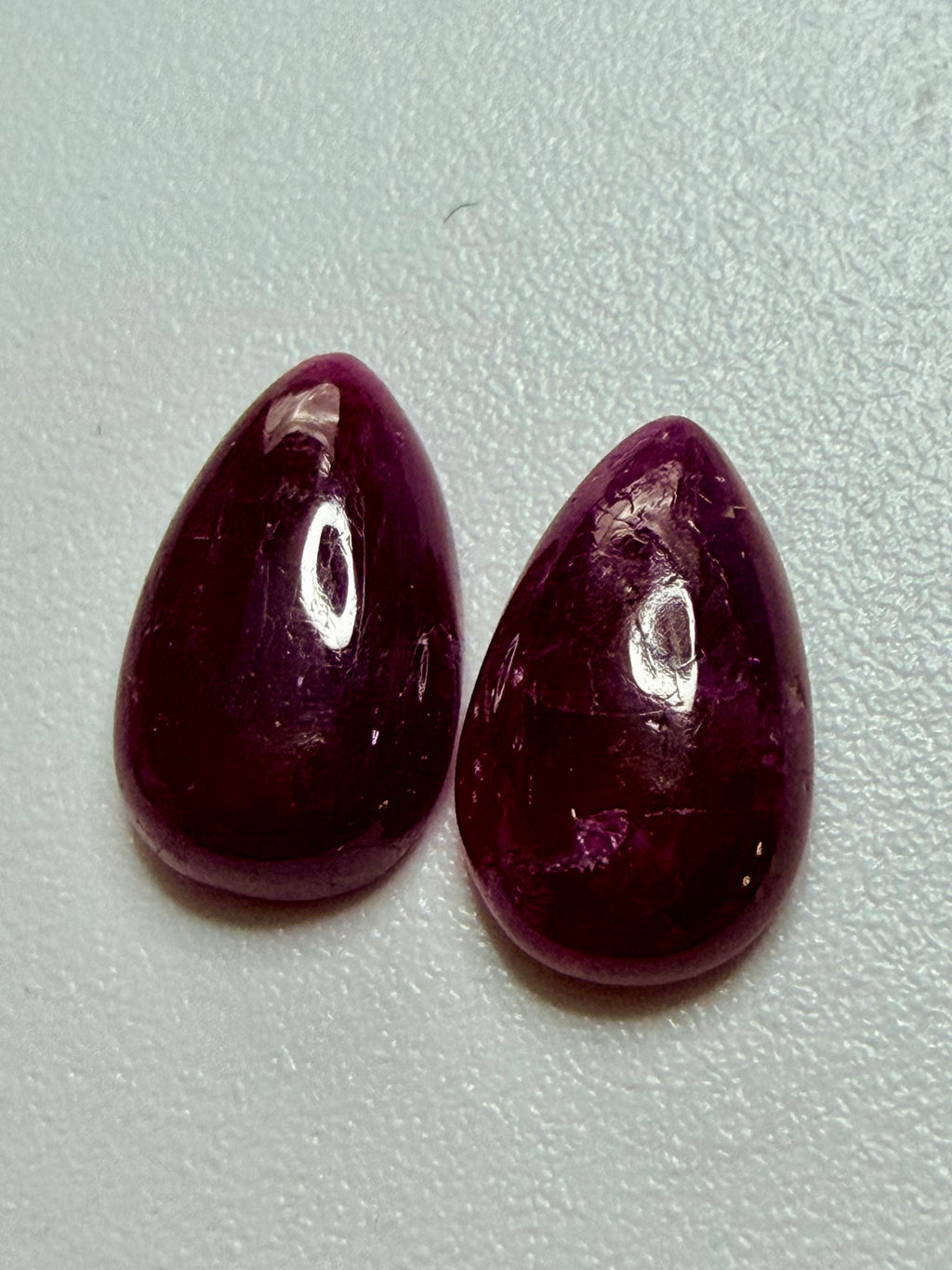 Natural Ruby No Heat – Matched Pear Cabochon Pair – 10x6mm – 4.04cts