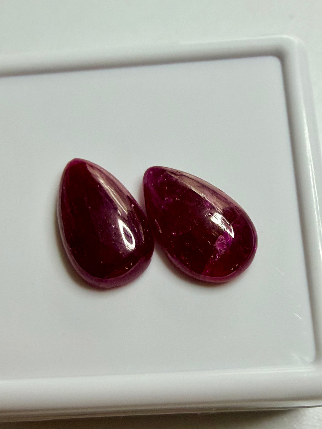 Natural Ruby No Heat – Matched Pear Cabochon Pair – 10x6mm – 4.04cts