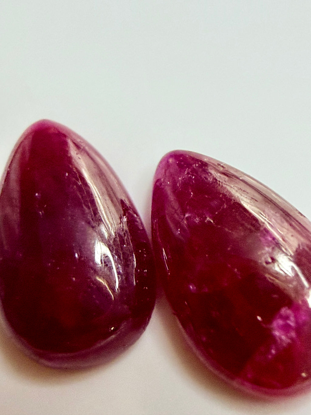 Natural Ruby No Heat – Matched Pear Cabochon Pair – 10x6mm – 4.04cts