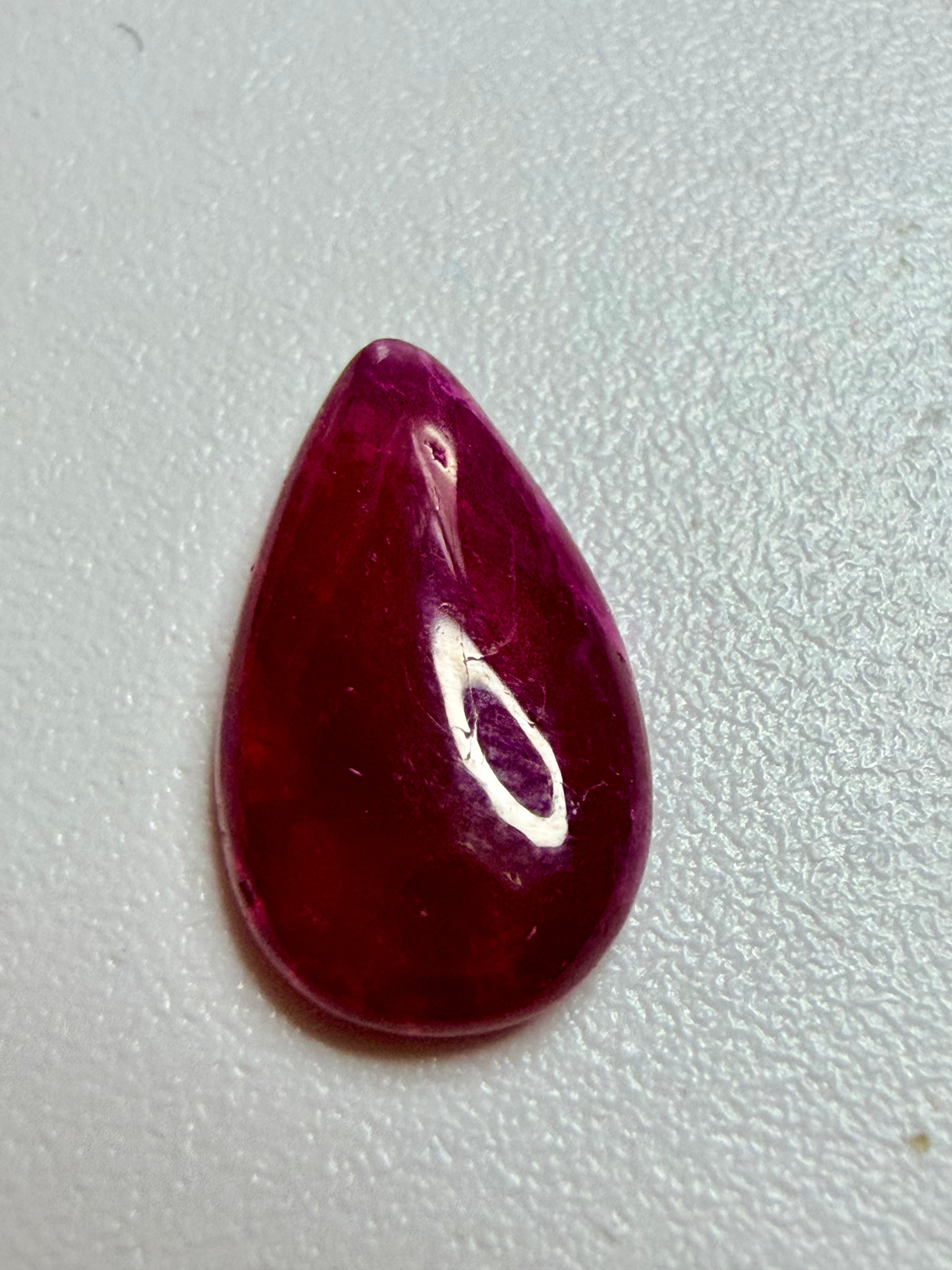 Natural Ruby No Heat 1.54ct – Pear Flat Cabochon – 11.5x7mm