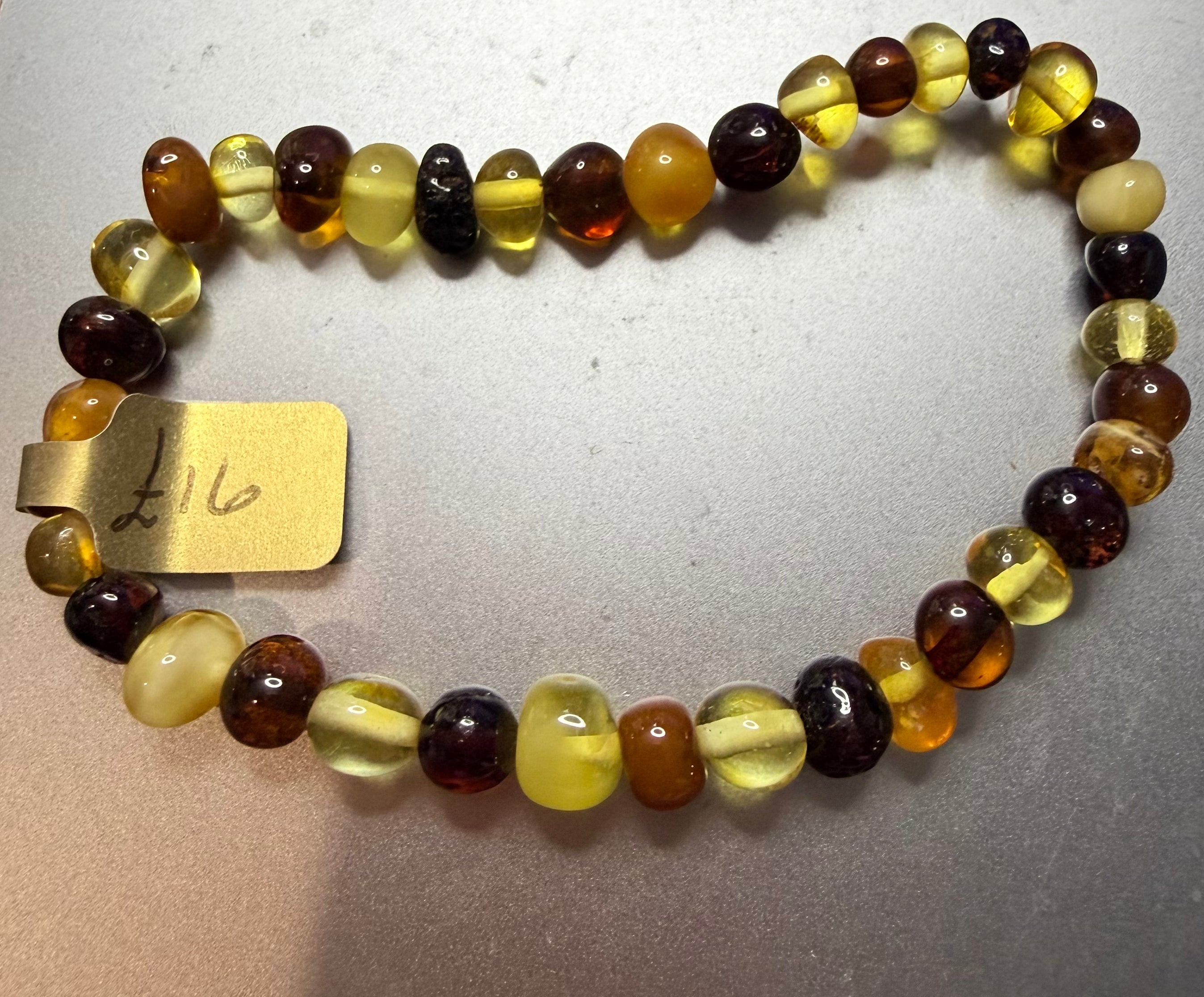 Genuine Baltic Amber Stretchy Bracelet – Mixed Colours