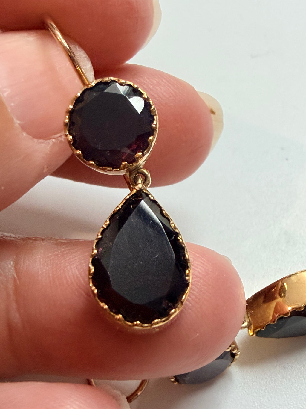 9ct Gold Double Garnet Earrings – Georgian Style