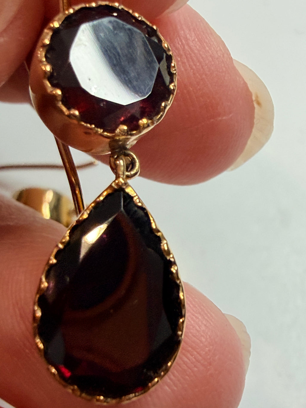 9ct Gold Double Garnet Earrings – Georgian Style