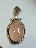 Sterling Silver Rose Quartz and Pearl Pendant 45mm